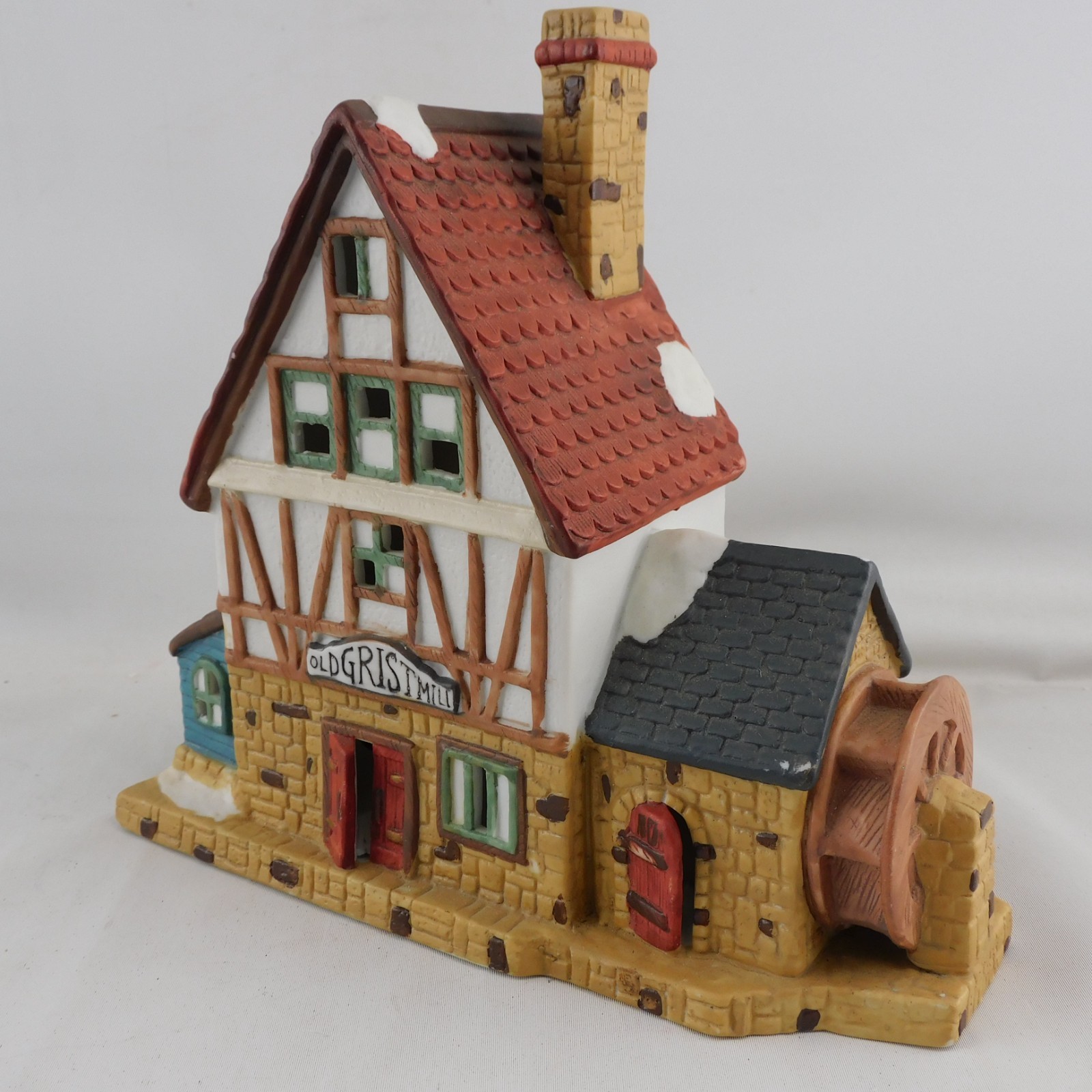Old Grist Mill Dickens Keepsake Christmas Village Building Porcelain Lighted 7″H
