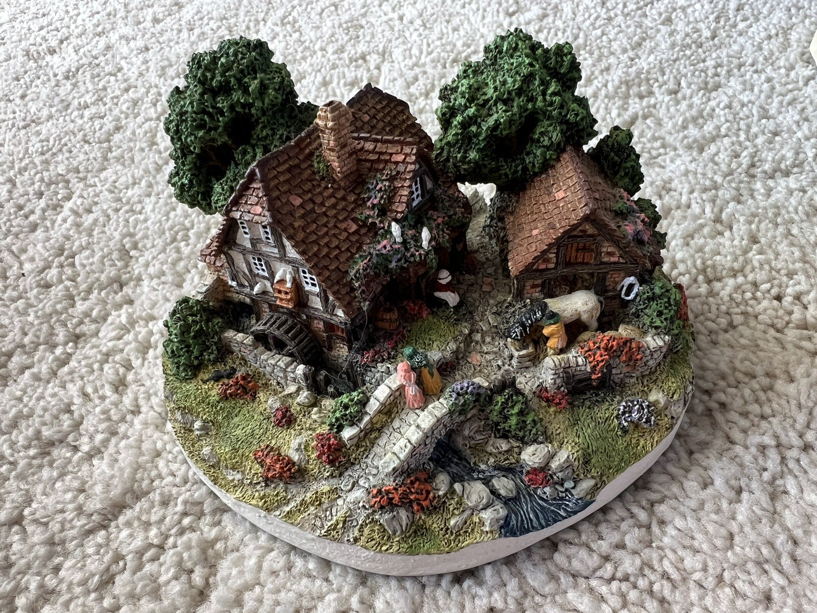 Danbury Mint Cottage Country Village Figurine Jane Hart Old Mill horse stable