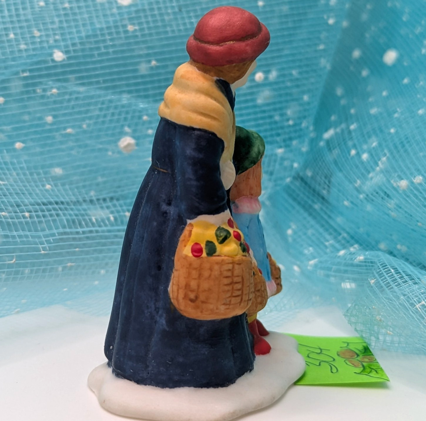 Grandma Granddaughter girl baskets porcelain Christmas Village NO BOX INV304