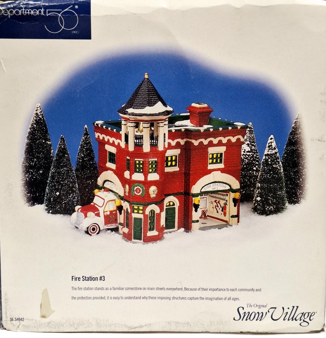 Department 56 The Original Snow Village Fire Station #3 Intro 1998 Retired 2003