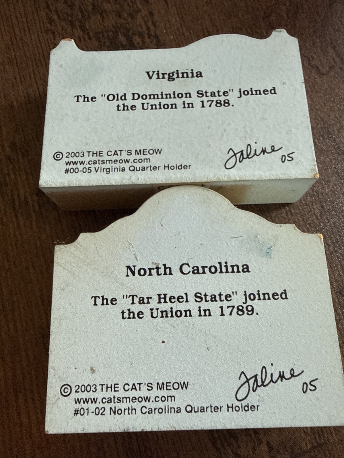 Cat’s Meow Virginia & North Carolina Welcome Shelf Sitter Set of 2