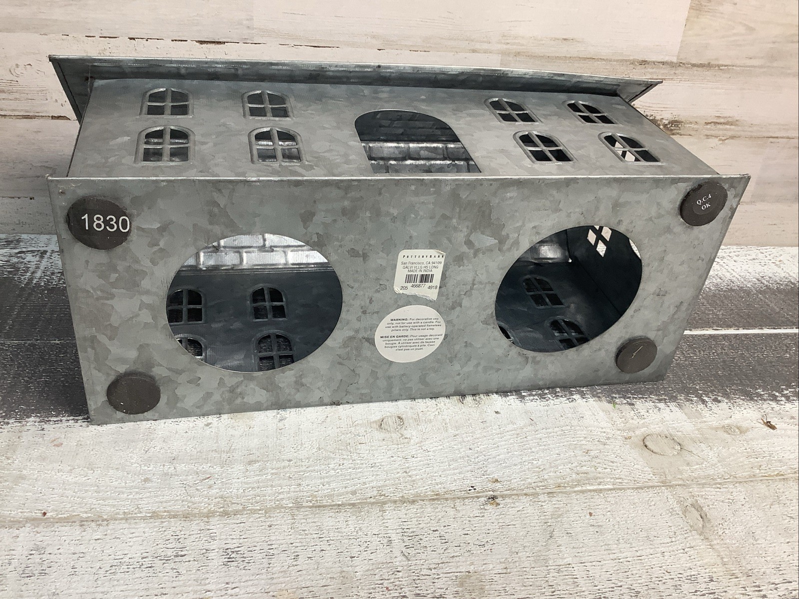 Pottery Barn Galvanized Village House 15″x9″