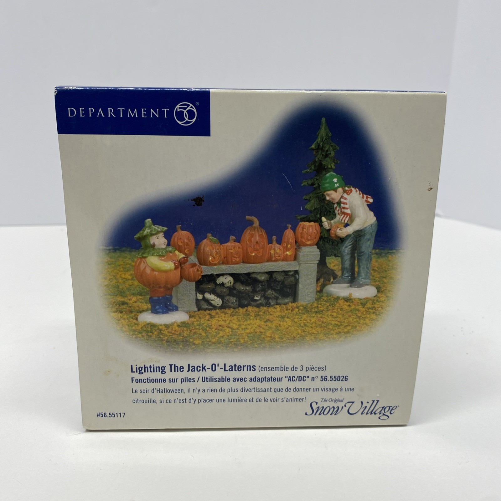 Dept 56 Snow Village Halloween “Lighting The Jack O Lantern” Set Of 3 56.55117