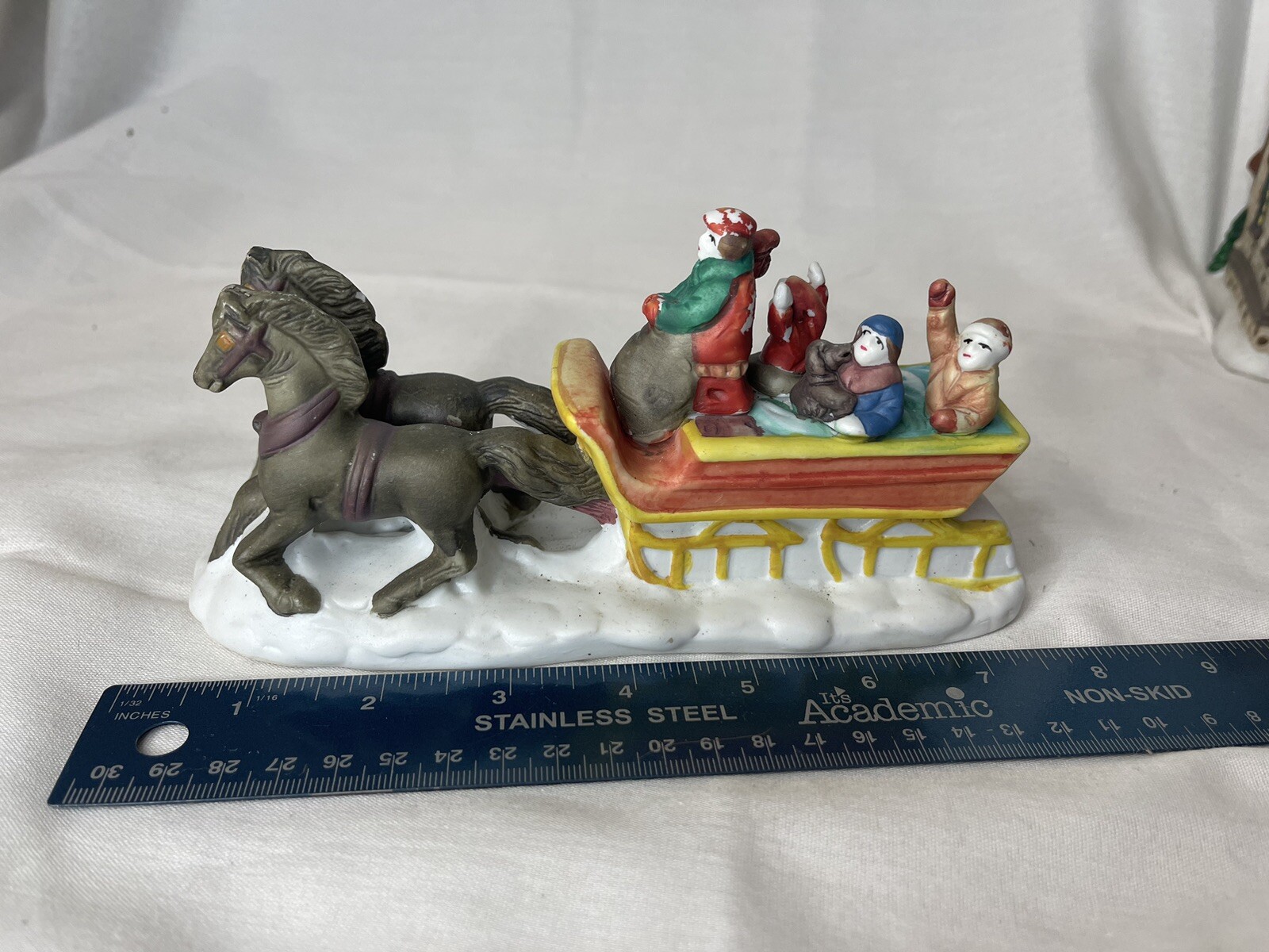 Horse Drawn Sleigh W/Kids Country Memories Collection Kmart 1993 VTG RARE Villag
