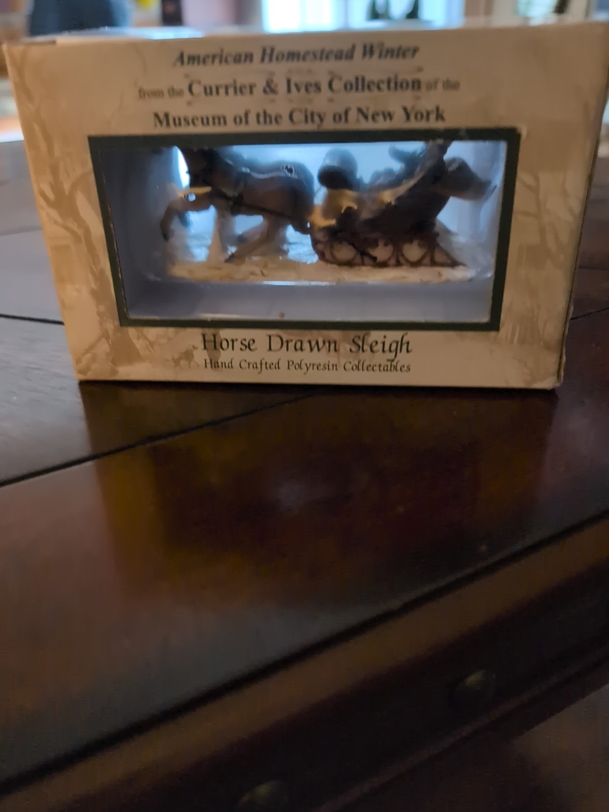 Currier & Ives “American Homestead Winter” Horse-Drawn Sleigh Polyresin Figurine