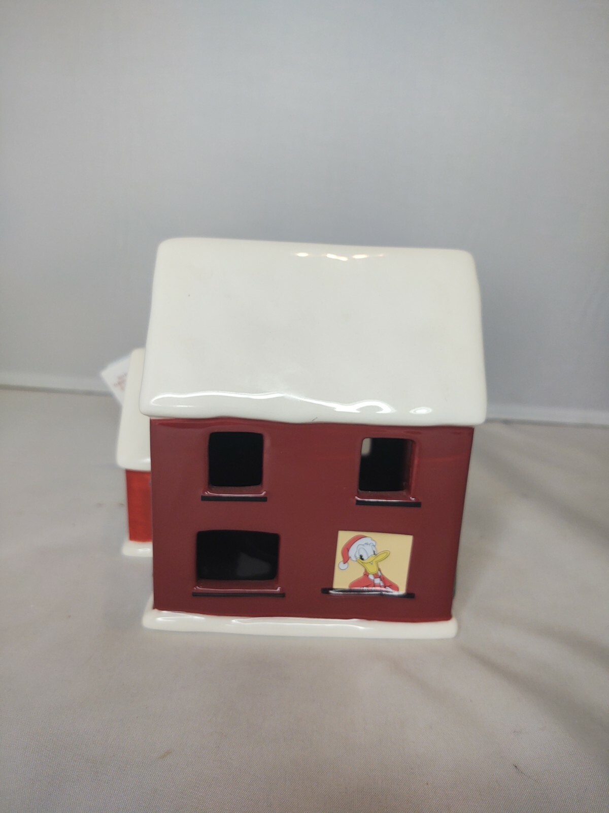 Disney Store Mickey Mouse Minnie Ceramic Christmas Village House Candle Holder