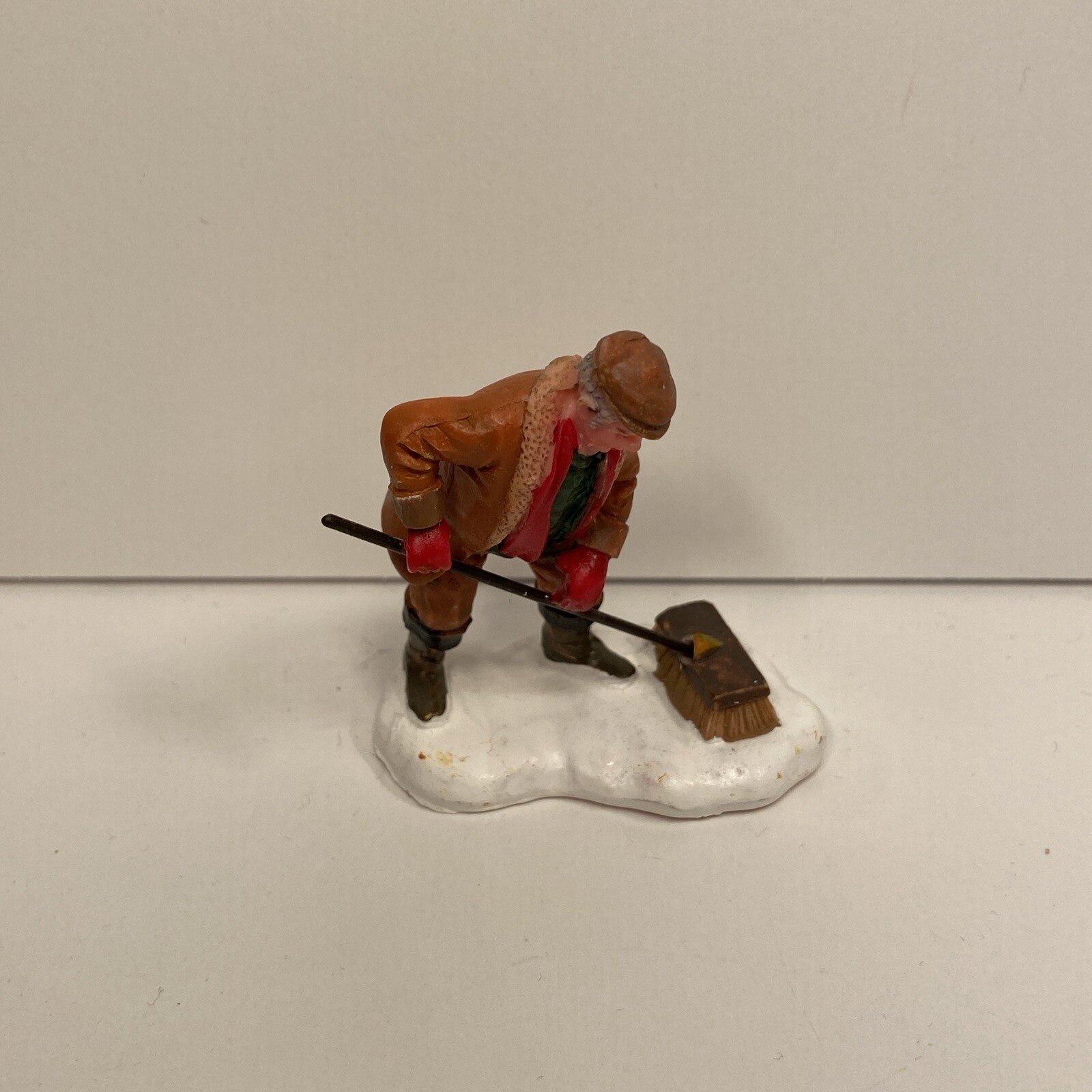 Lemax Christmas Village Man Figurine Brushing Sweeping Sidewalk Snow