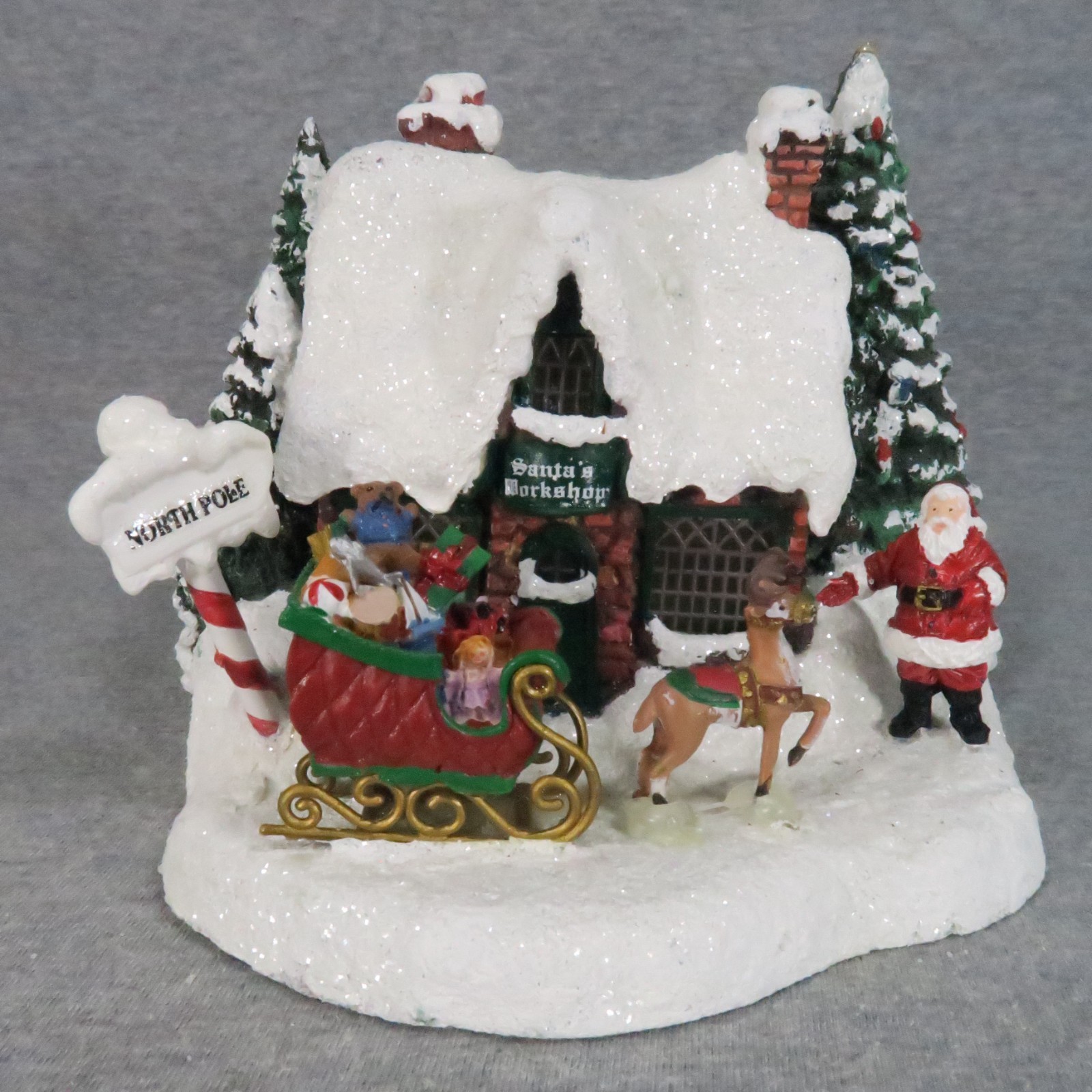 Thomas Kinkade Santas Workshop Light Up Christmas Village House Teleflora 2010