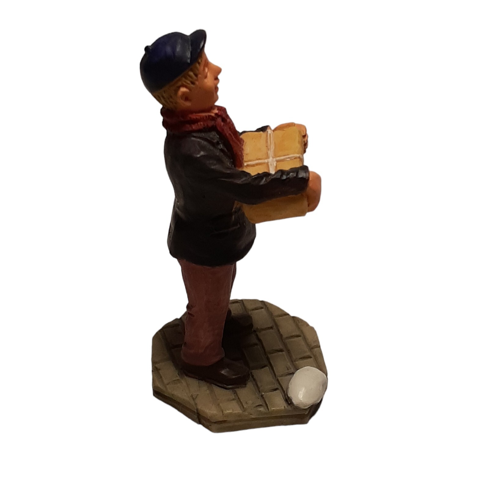 Lemax Christmas Village Figurine Boy w/ Baseball Cap carrying a Package Retired