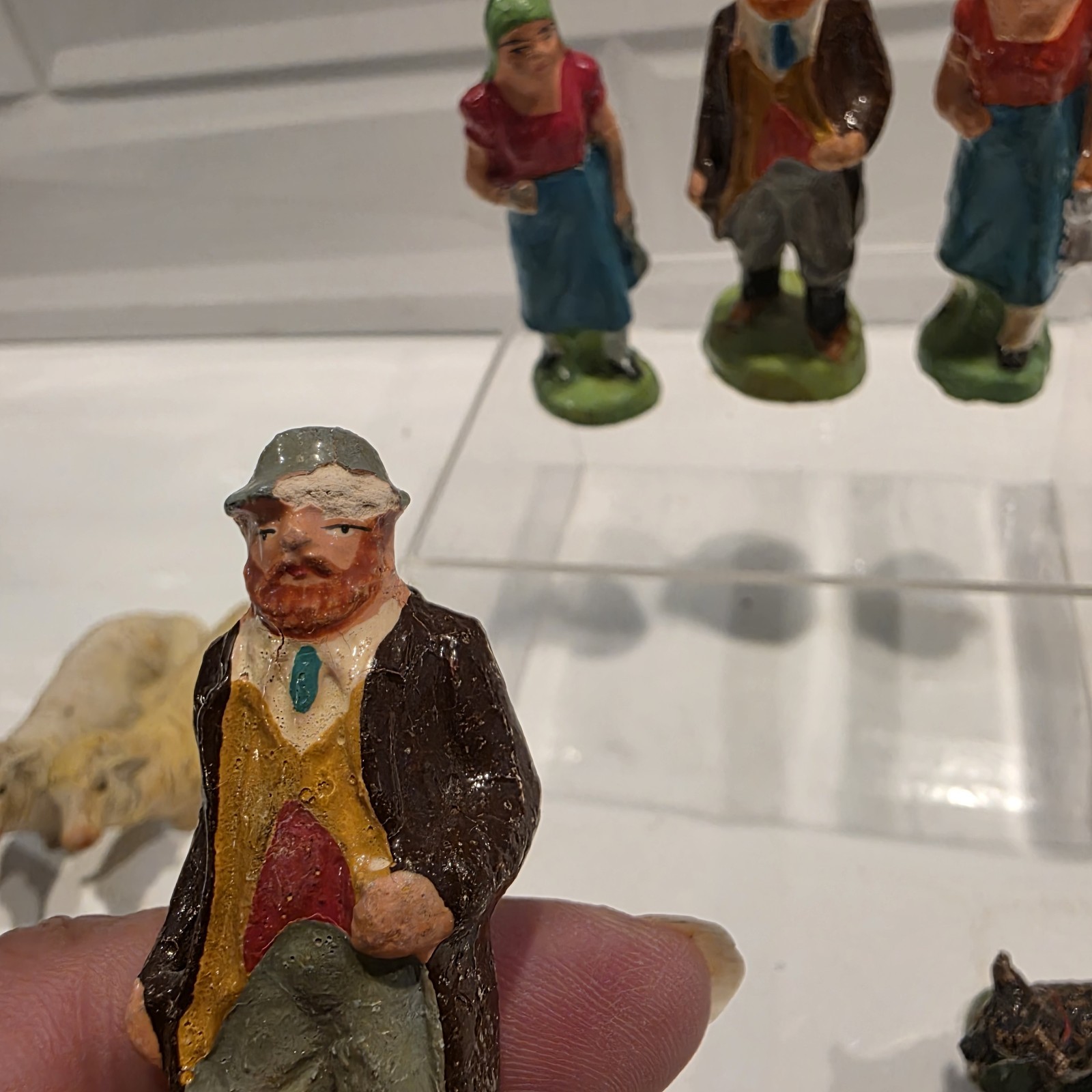Antique German Composition Putz Village Figurines 2-3″ Lot of 12