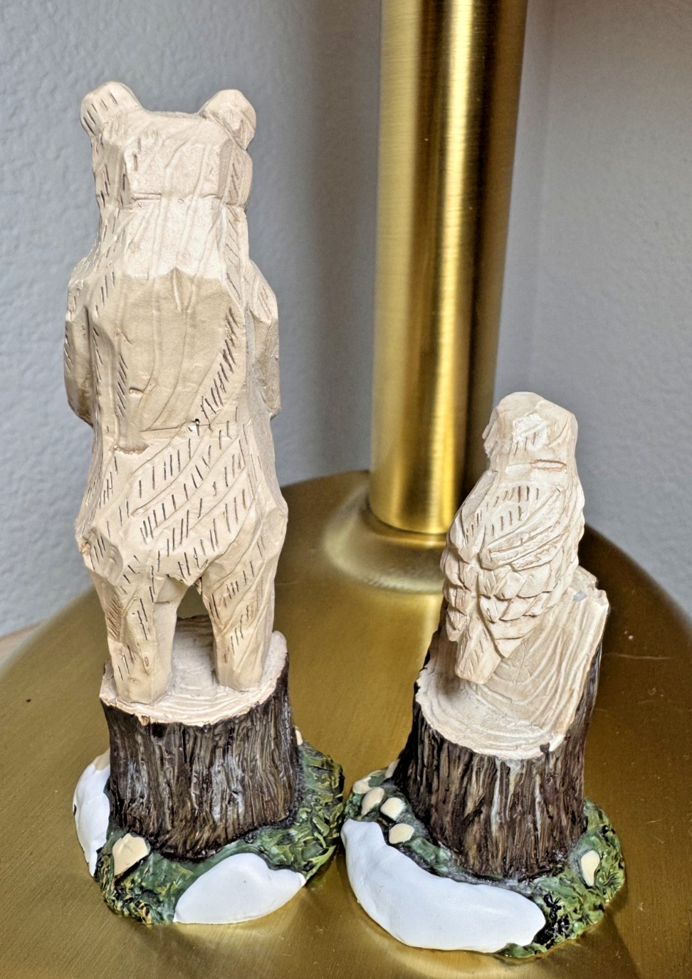 RARE Department 56 Village Accessories – WOODLAND CARVINGS, BEAR AND OWL