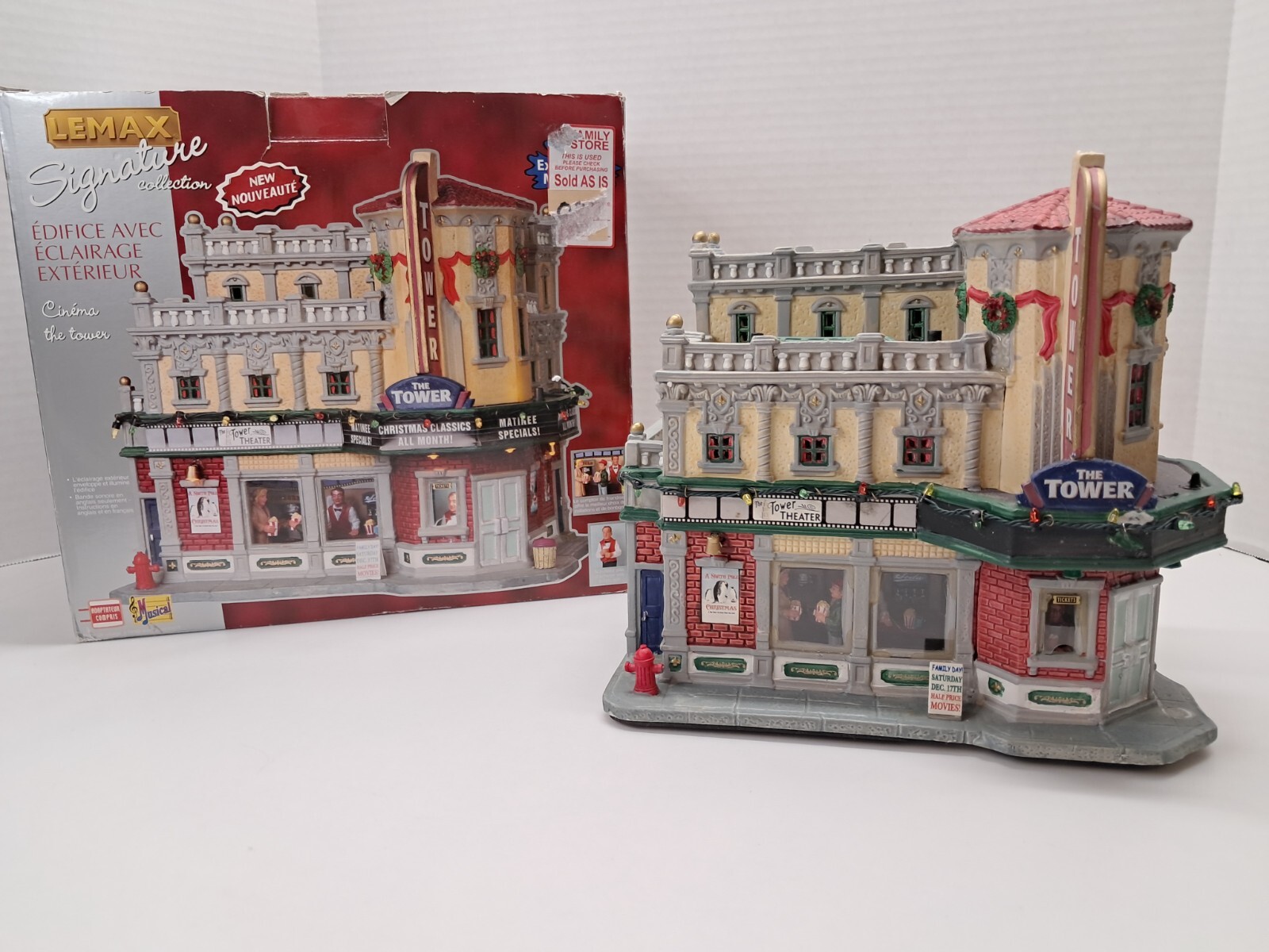 Lemax The Tower theater Exterior Lighted Building Village Retired Rare
