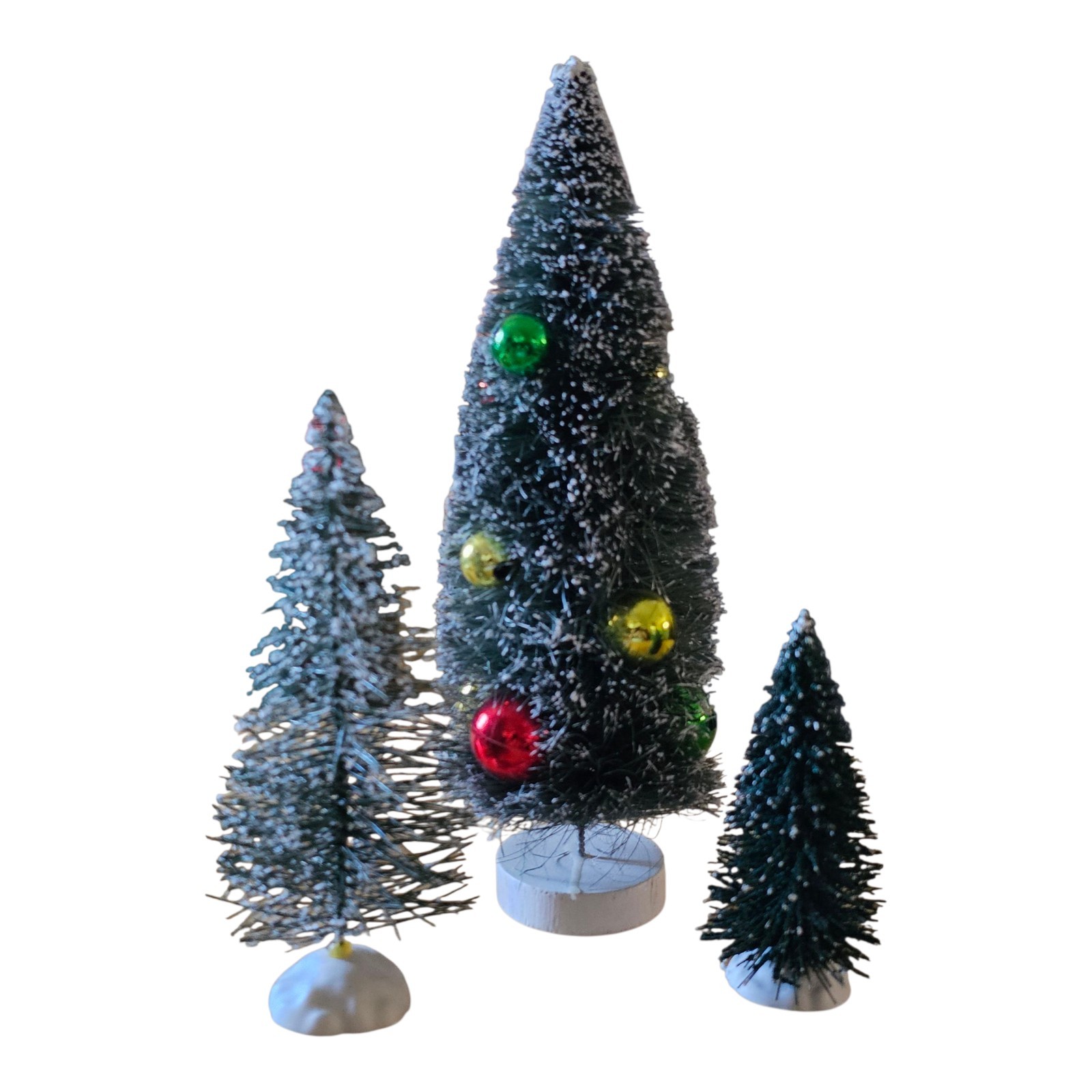 Miniature Christmas Village Brushed Trees 3.5″ 6″ and 9″ Tall Set of 3