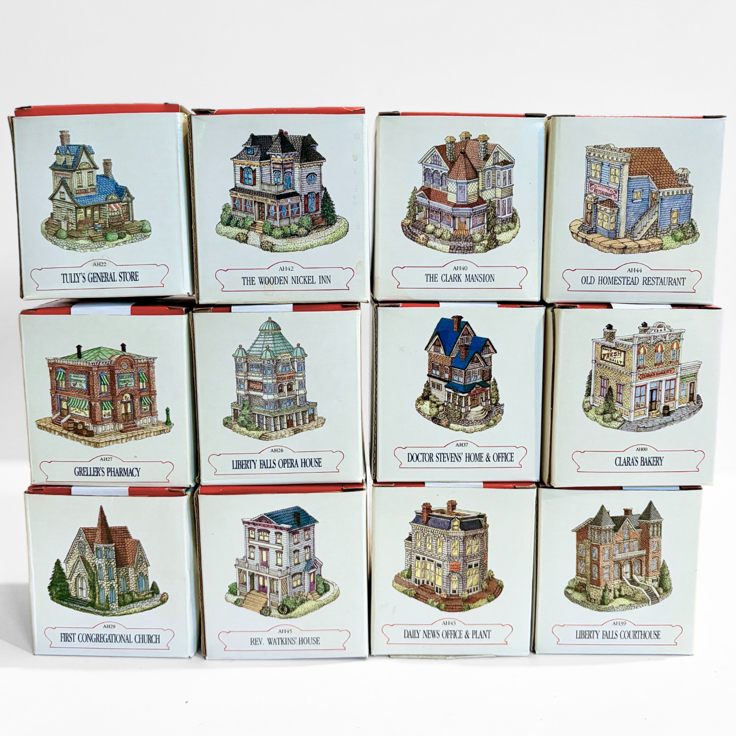 Liberty Falls Miniature Buildings Lot AH Series Americana Village Houses Set 12