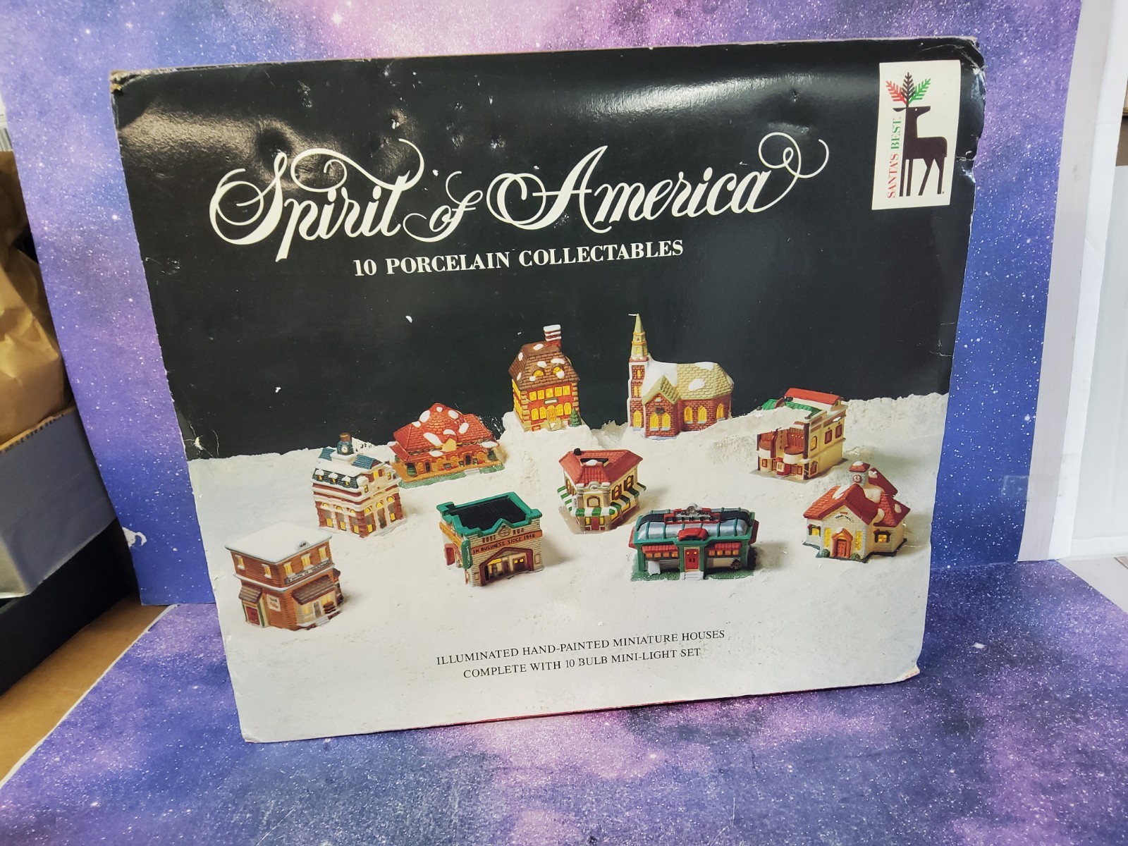 Spirits Of America Santa’s Best 1994 10 Houses Lights Hand Painted Plus