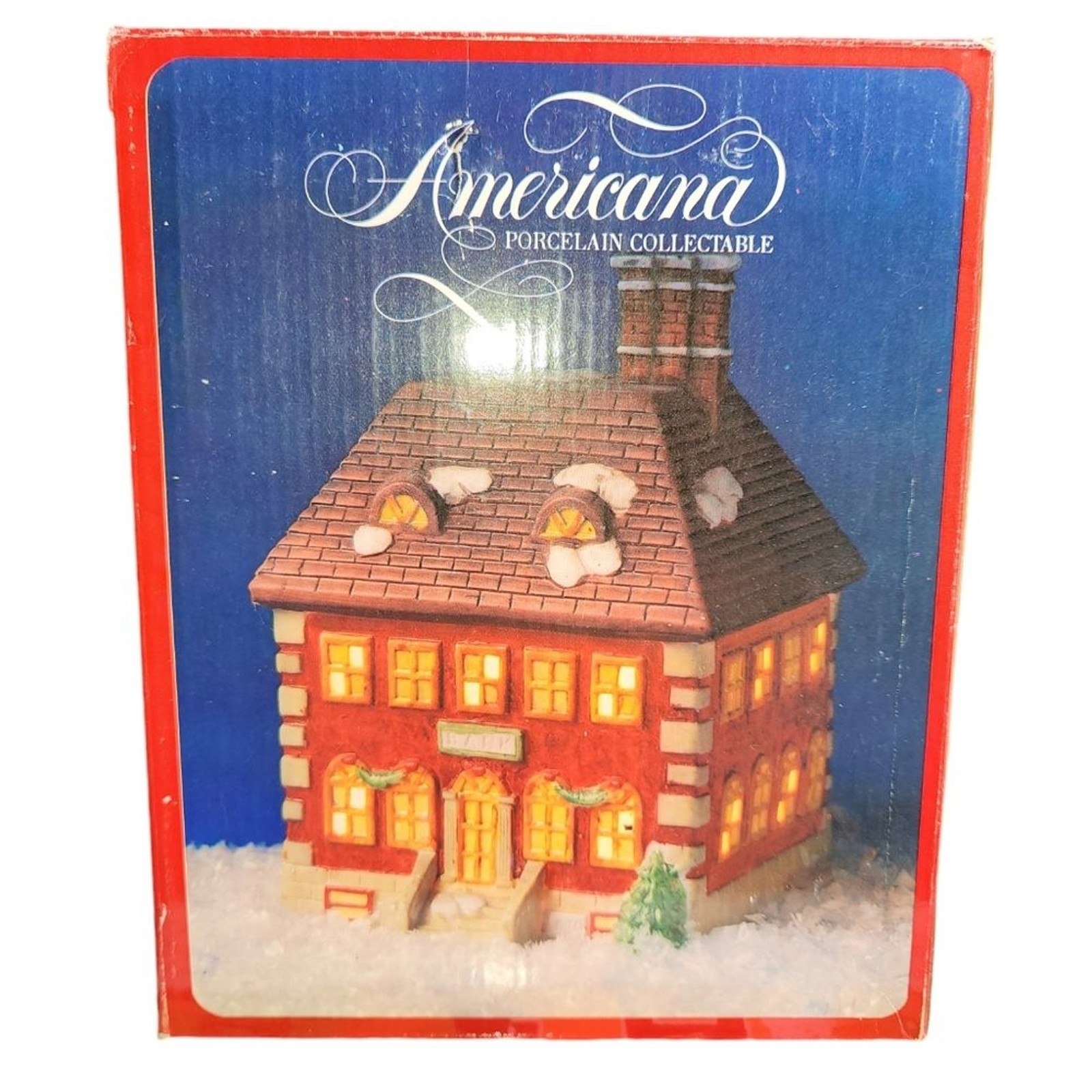 National Decorations Christmas Collectibles 1991 Americana Lighted Bank 8″X6″X5″