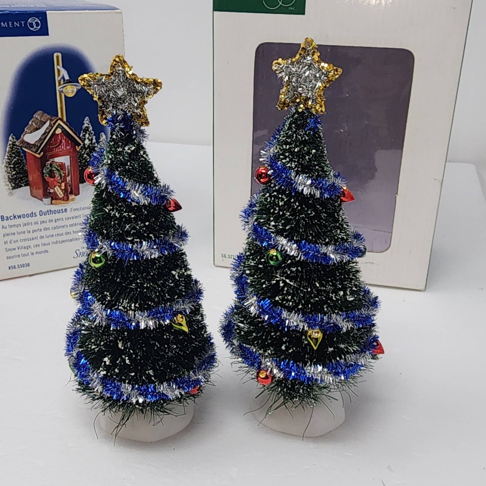 Department 56 Original Snow Village Lighted Backwood Outhouse Sisal Tree In Box