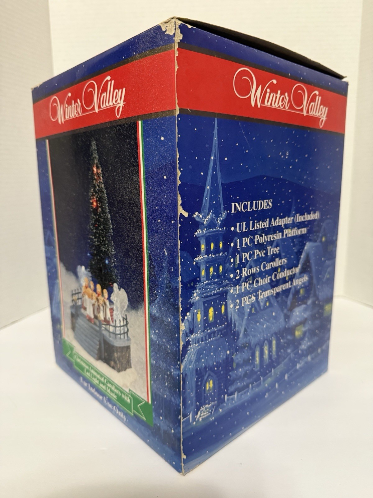 Winter Valley Animated Christmas Carolers Scene Lighted Tree With Music NOS