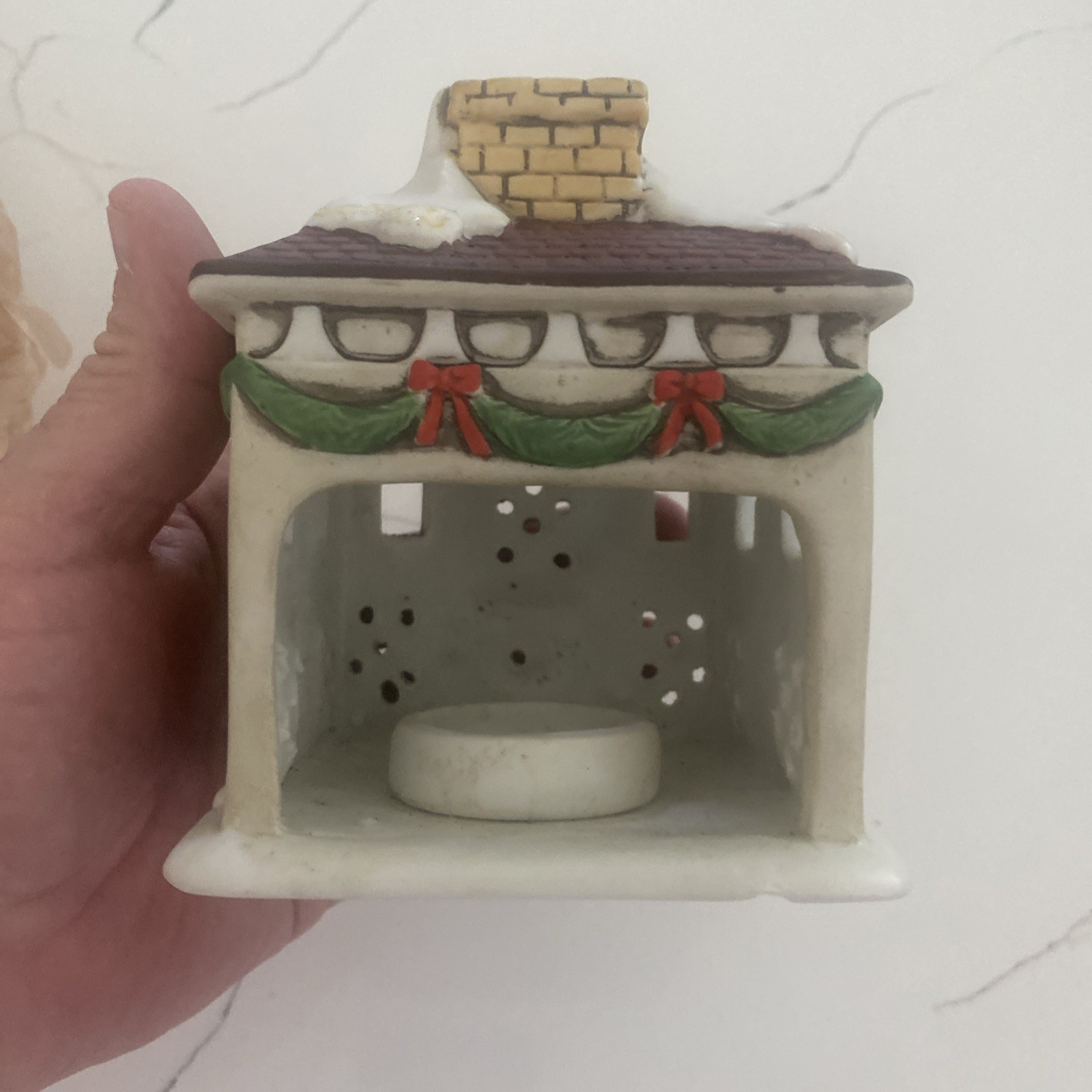 Vintage Lefton China Christmas Colonial Village Votive House Sri Lanka Exclusive
