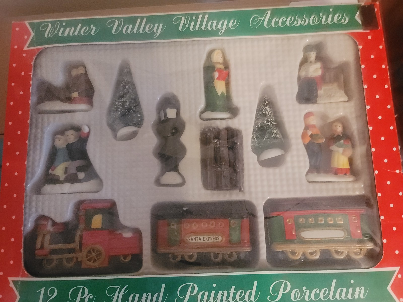 Winter Valley Village Accessories Dollar General 12 Pc Hand Painted Porcelain