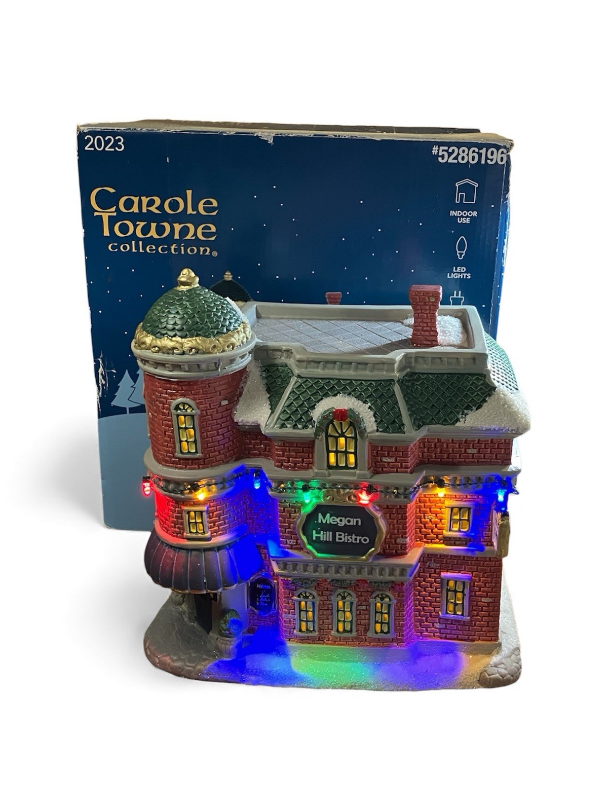 Carole Towne Megan Hill Bistro 2023 Christmas Village LED Lights NEW OPEN BOX