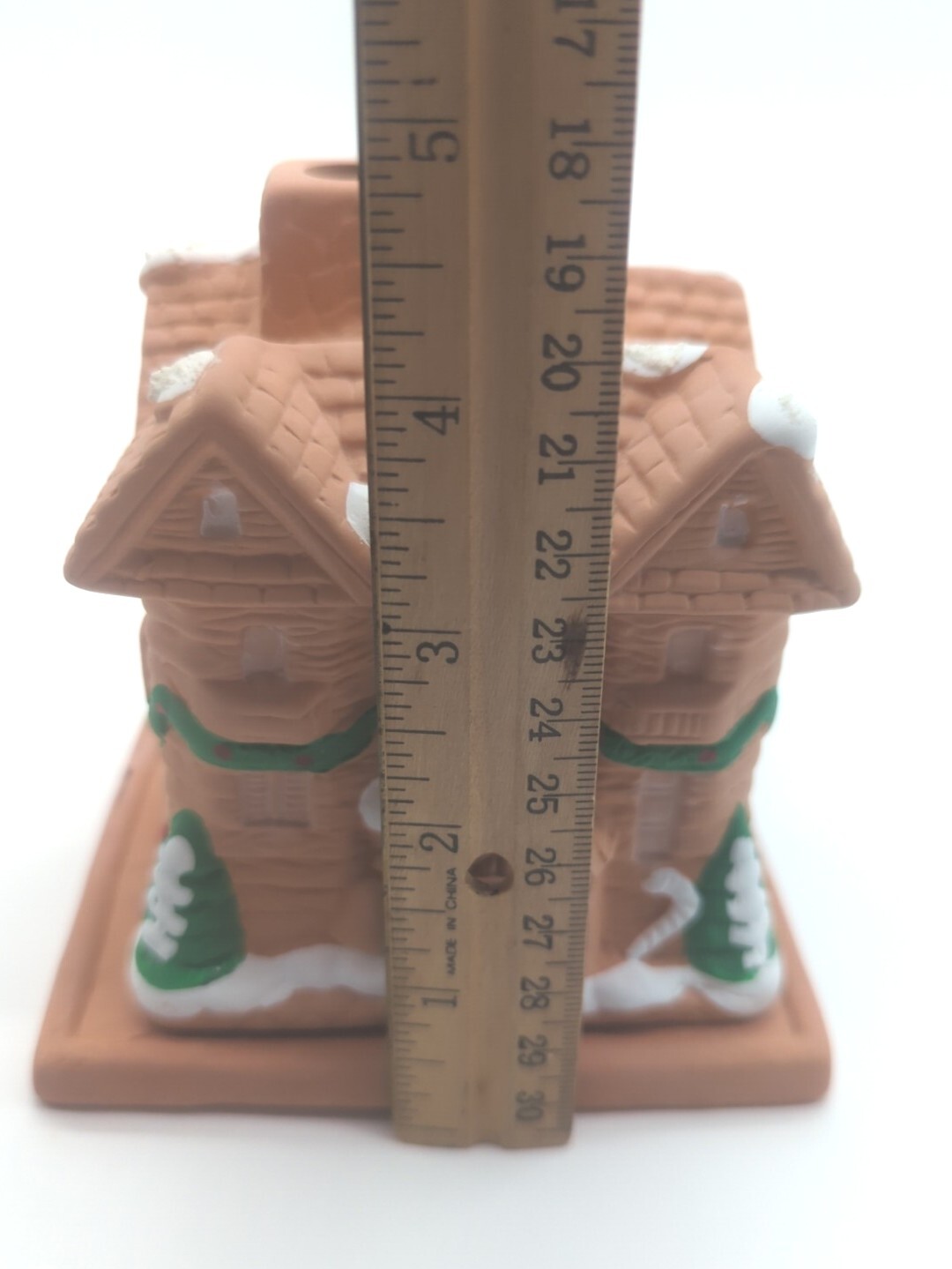 Vintage Holiday Christmas Terracotta Incense House 4.5″ Log Cabin Gingerbread