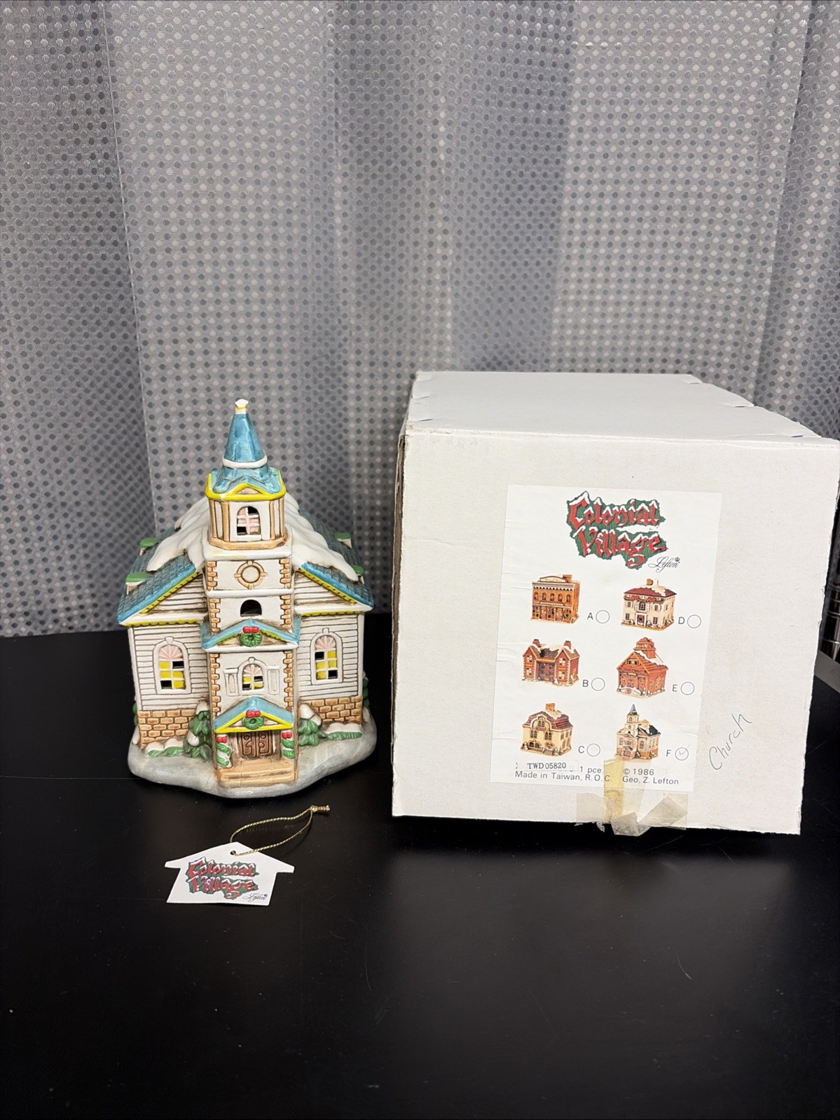 Vintage 1986 Colonial Village Lefton Church- No Light W/Tag And Original Box