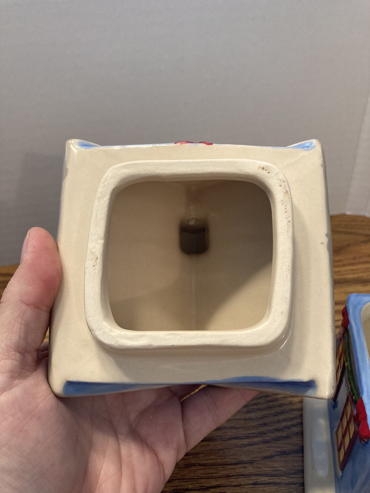 TEMPTATIONS CHRISTMAS VILLAGE HOUSE, 8 OZ. LIDDED CERAMIC RAMEKIN, 6” TALL