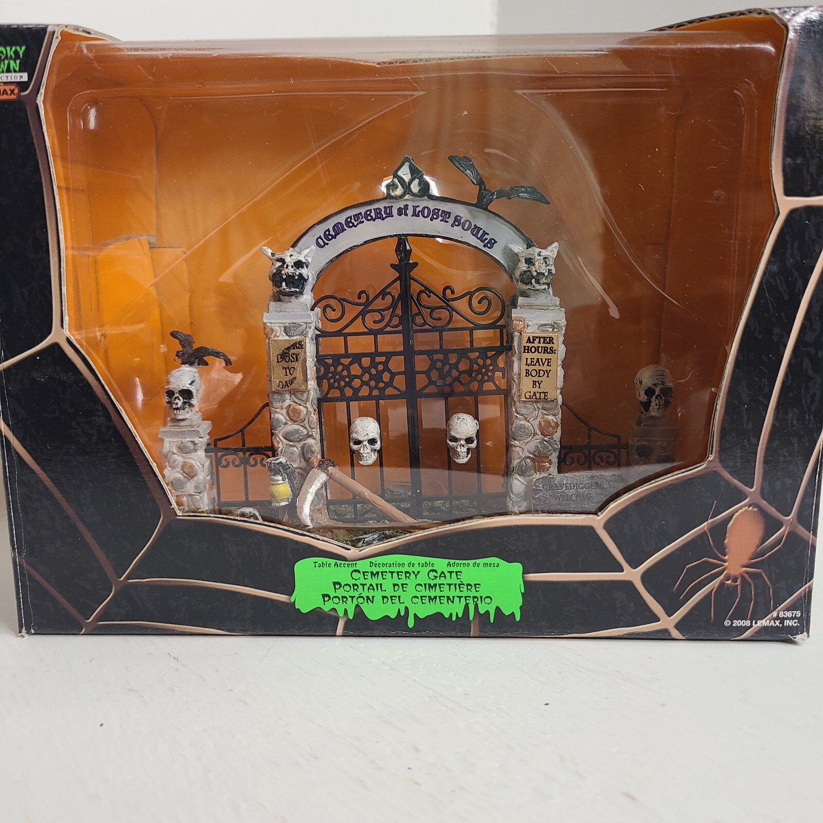 Lemax Spooky Town CEMETERY GATE of Lost Souls Halloween Village 2008 In Box