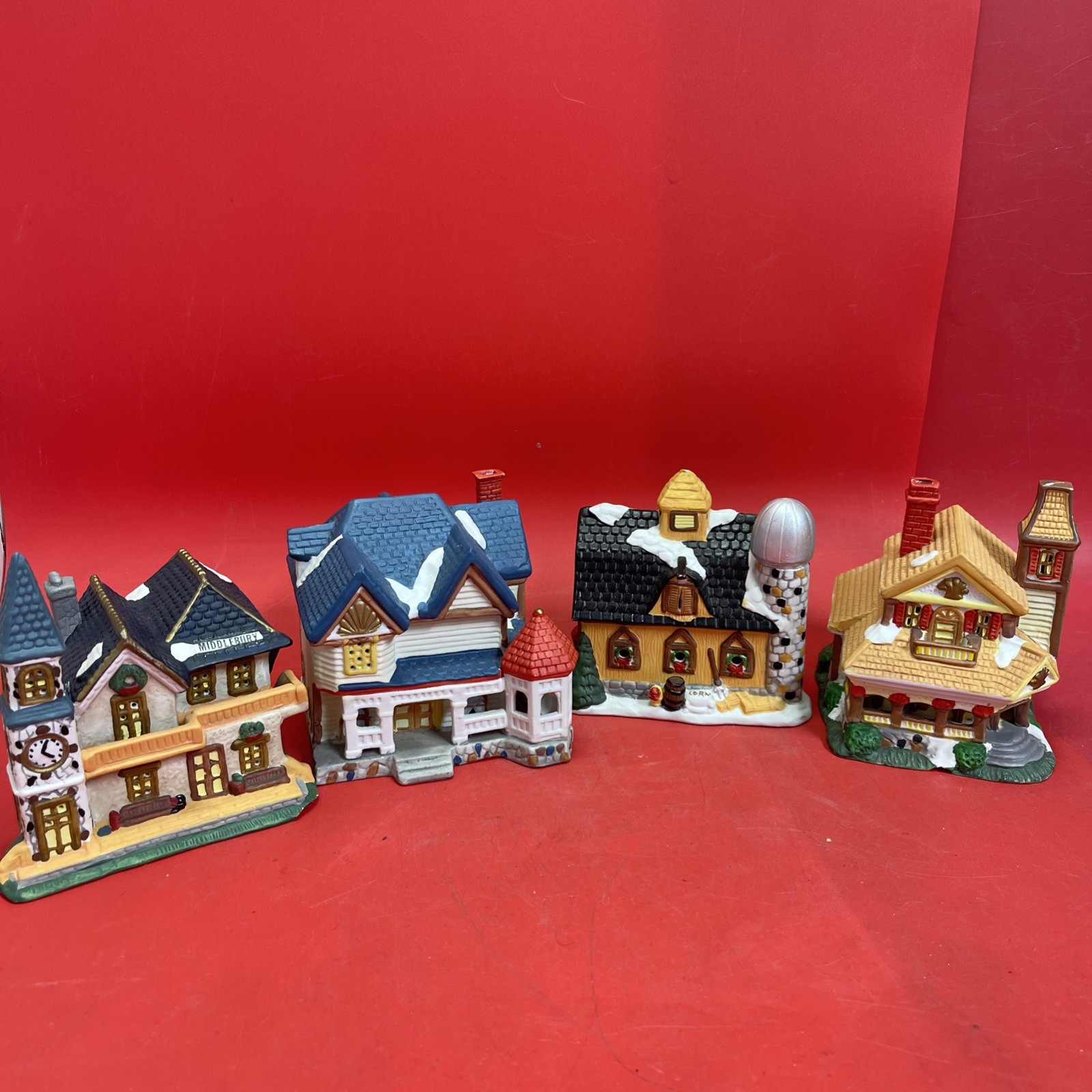 Vintage Santa’s Best Christmas in New England Village Houses Set of 4 1995 #2