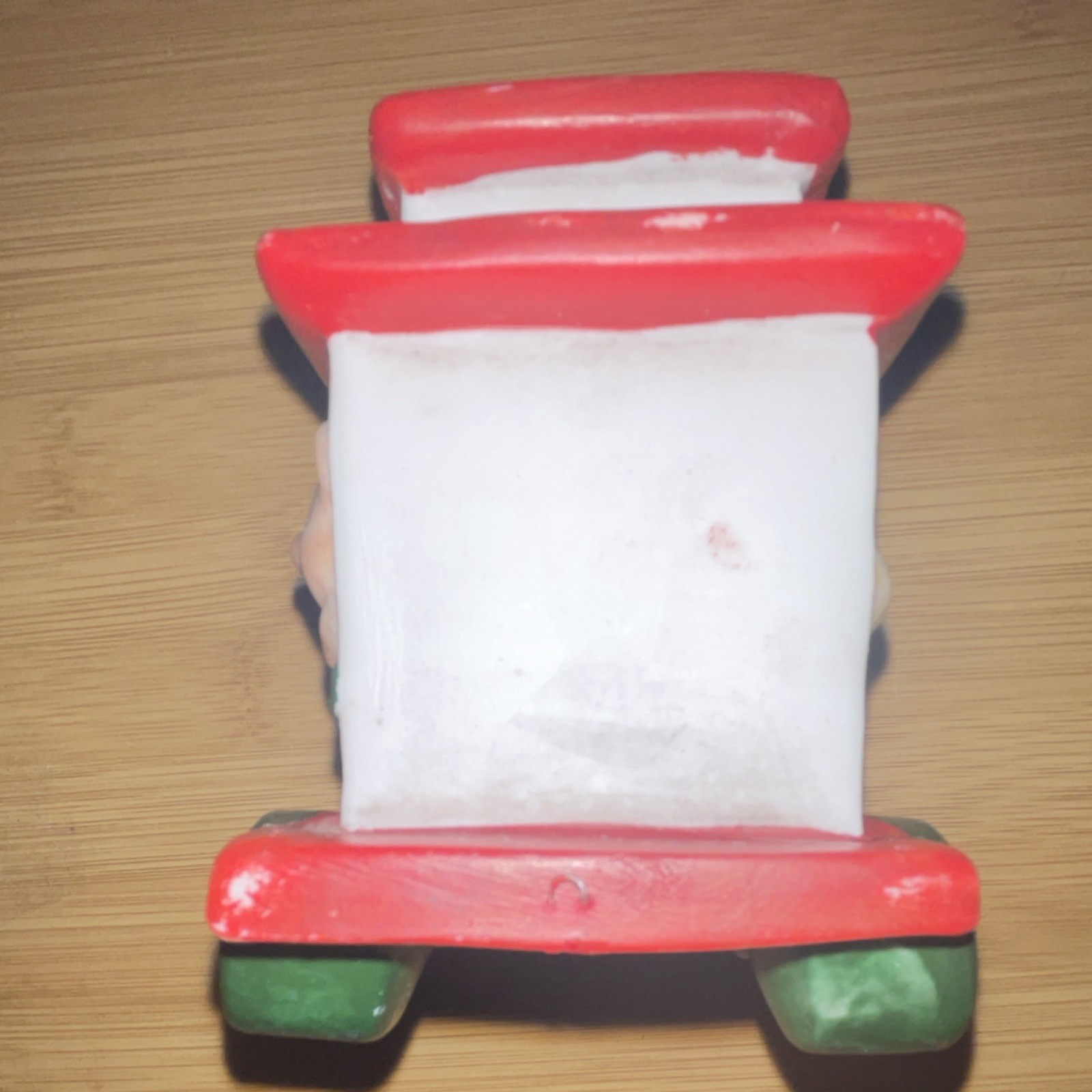 Ceramic Christmas Village Train Car with Animal Figures Red Green White Decor