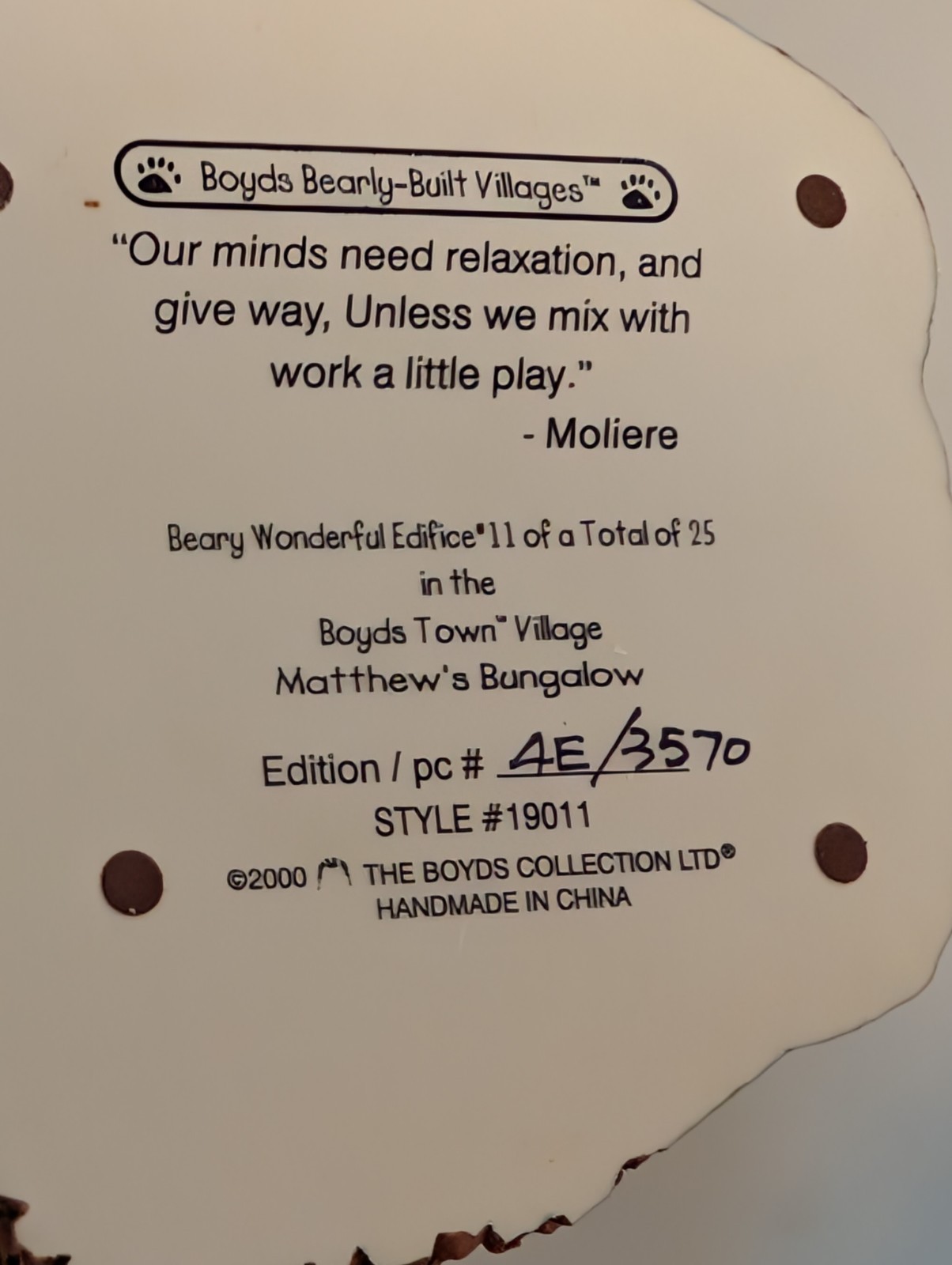 Boyds Bearly-Built Villages Boyds Town Village Cottage House Limited Boxed