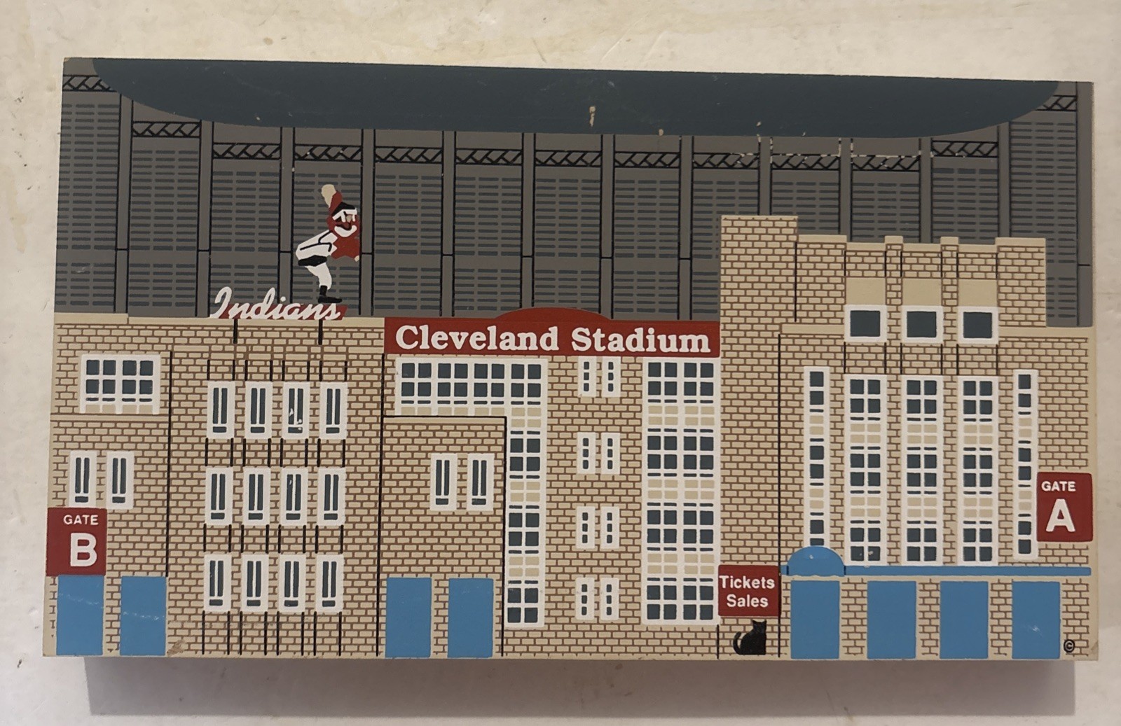 Set of 2 Cleveland Indians Cats Meow Baseball Stadium & Scoreboard Jacobs Field