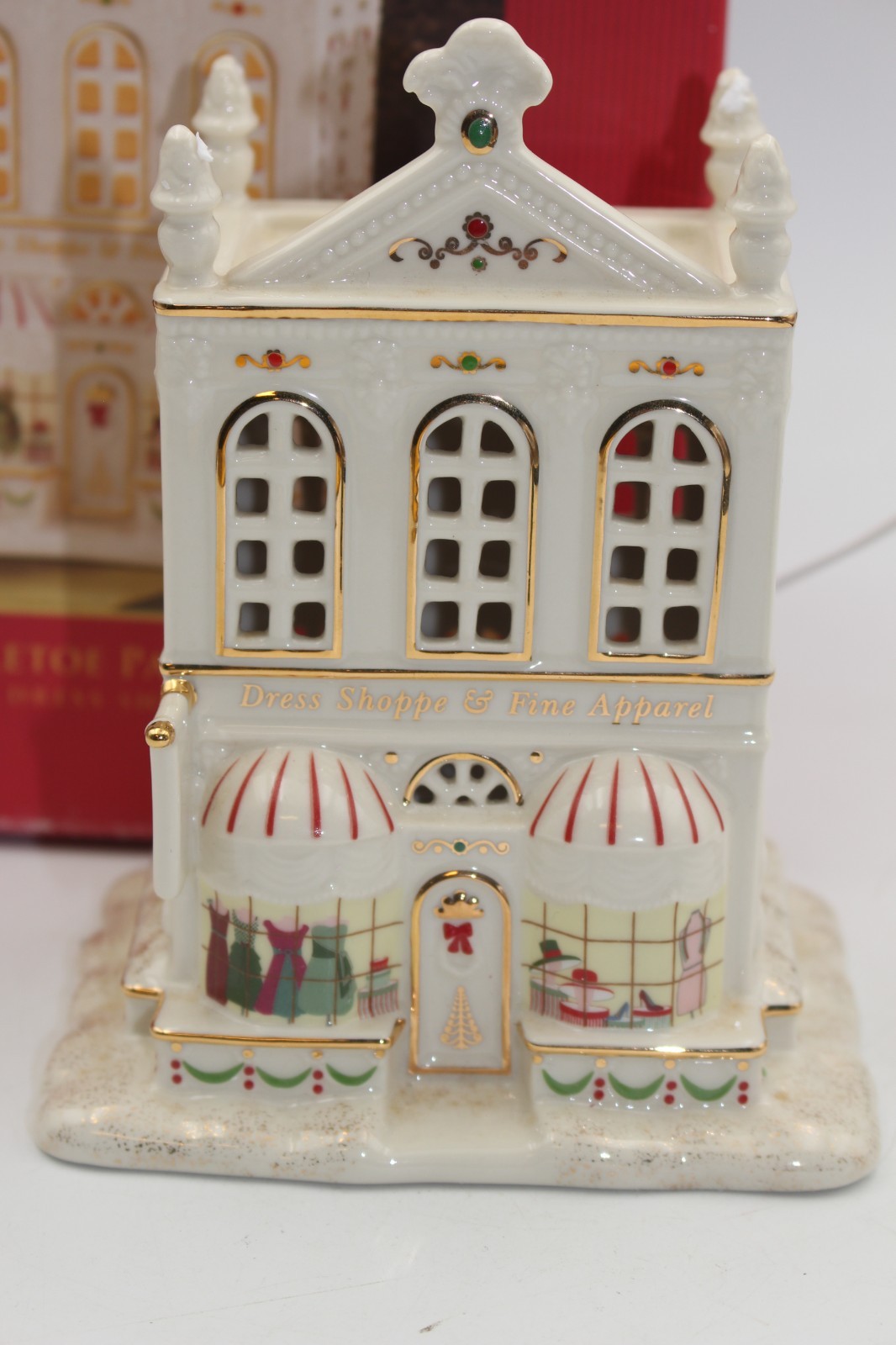Lenox Mistletoe Park Series Village Dress Shoppe Light Up