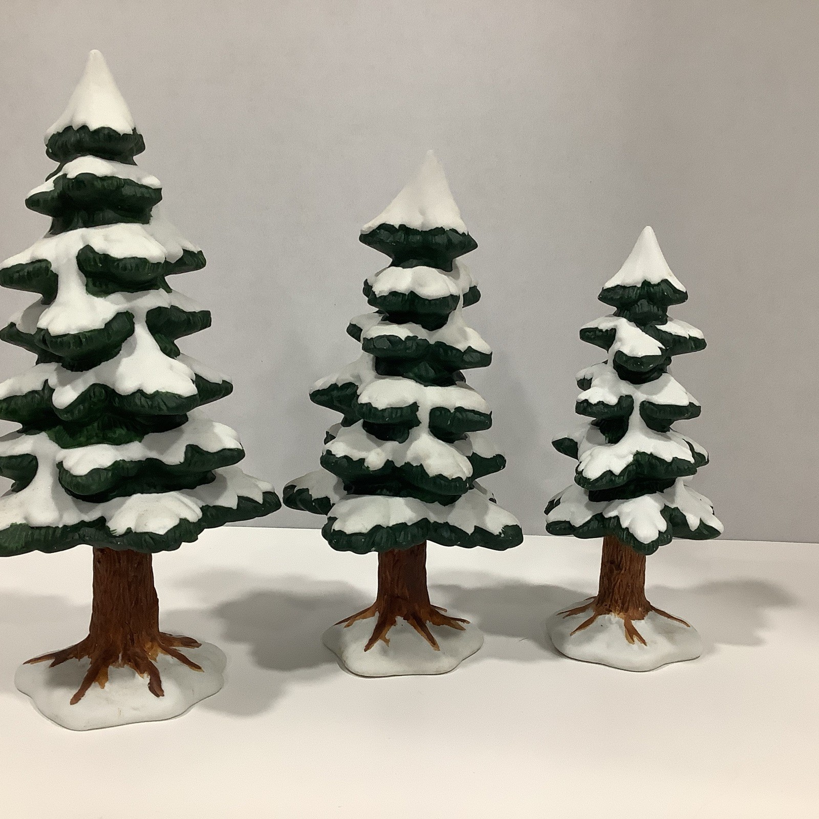 Lemax Hearthside Village #53159 Porcelain Pine Tree Set Of 3 1995
