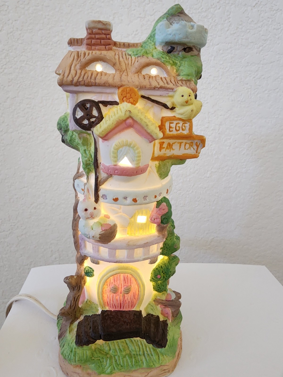 Vintage 1990s Pacific Rim “Hi-Town Village” Easter Egg Factory figurine Apprx 8″