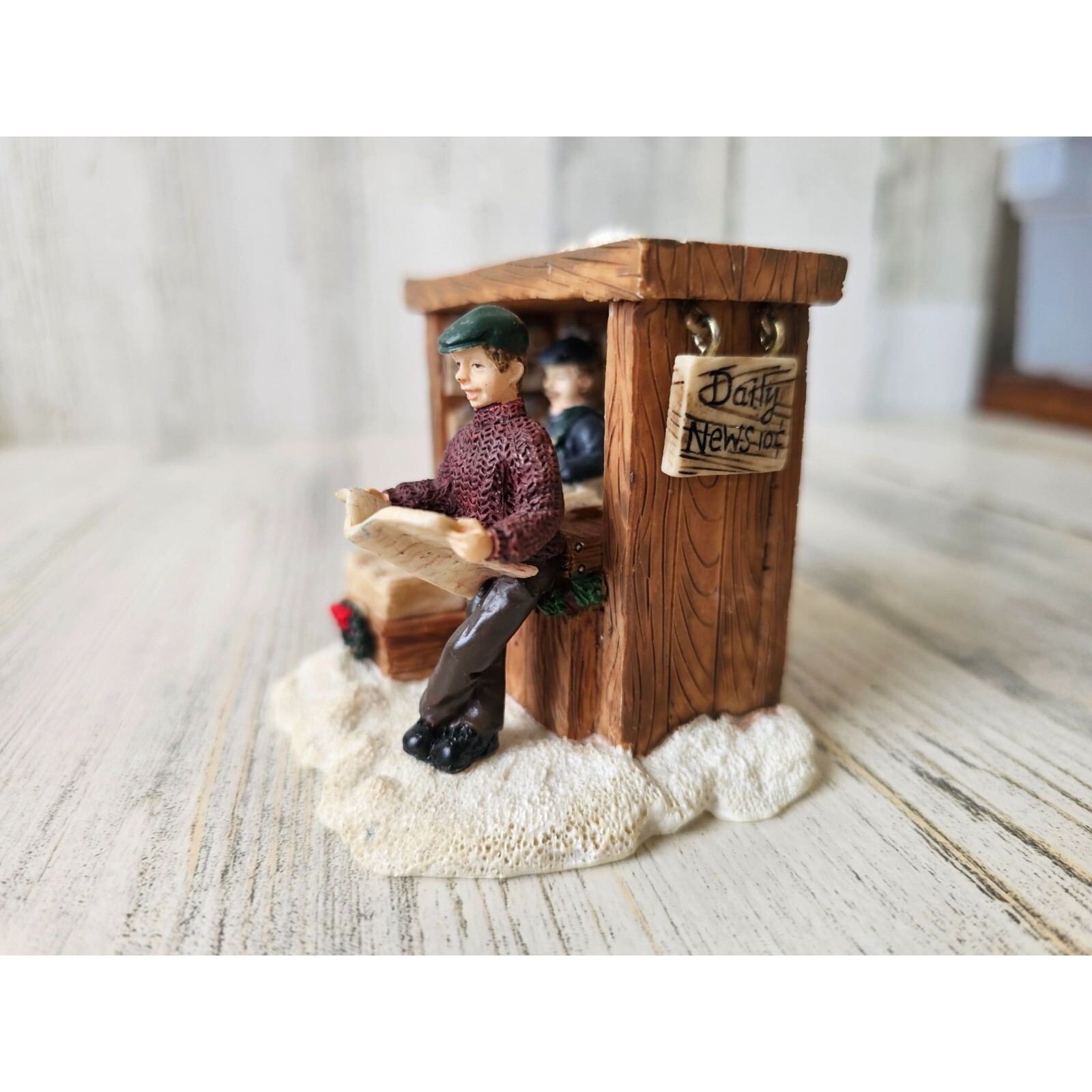 Newstand village Xmas men newspaper shop vintage