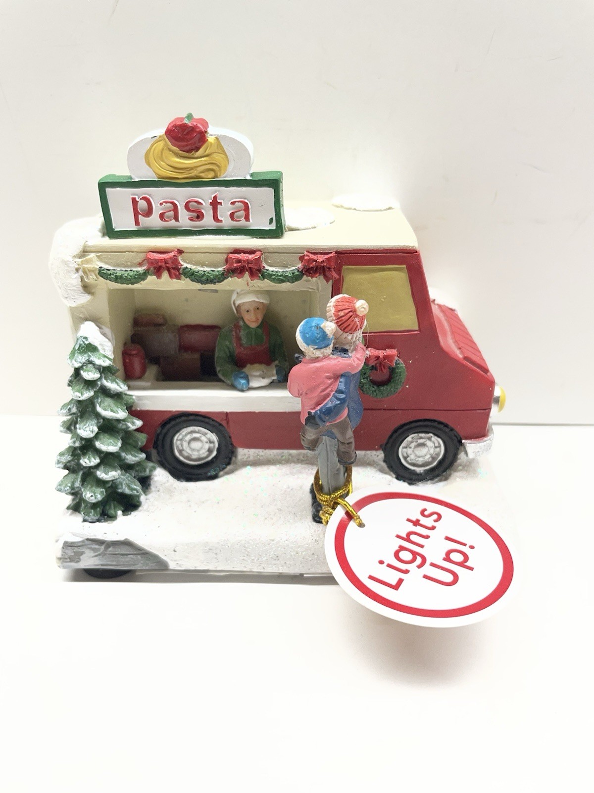 Holiday Pasta Food Truck Light Up Christmas Village Scene Figurine Decor New
