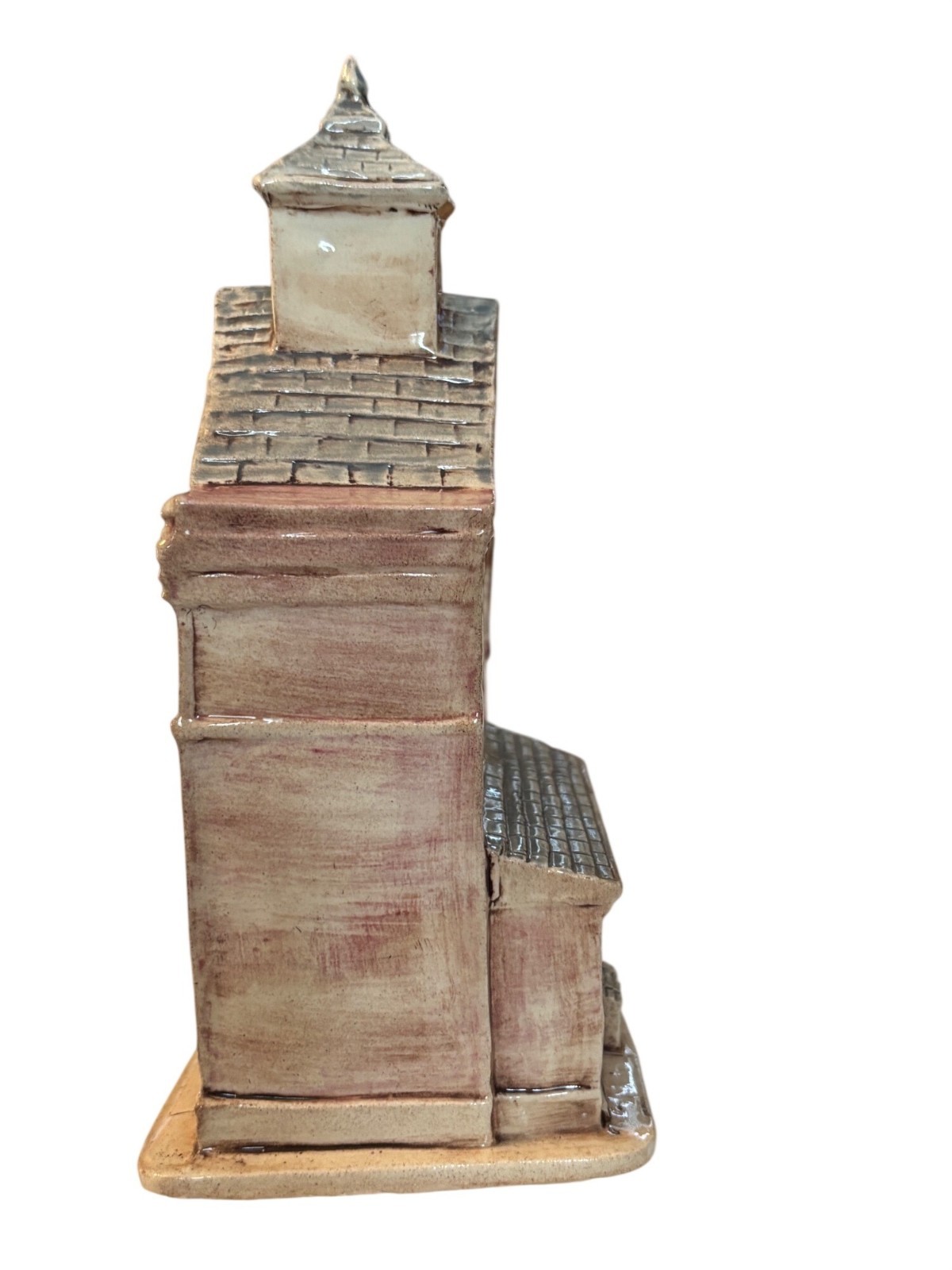 Vintage Ceramic Village Horse Barn Building With Rustic Red & Beige Finish Handm