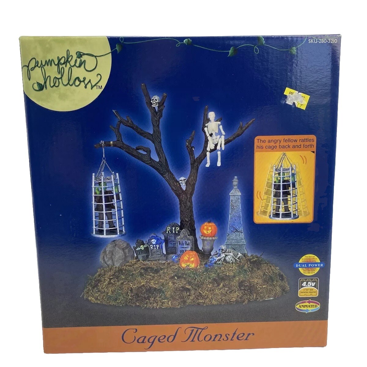 Lemax Pumpkin Hollow Spooky Town Caged Monster Animated Lighted 2004