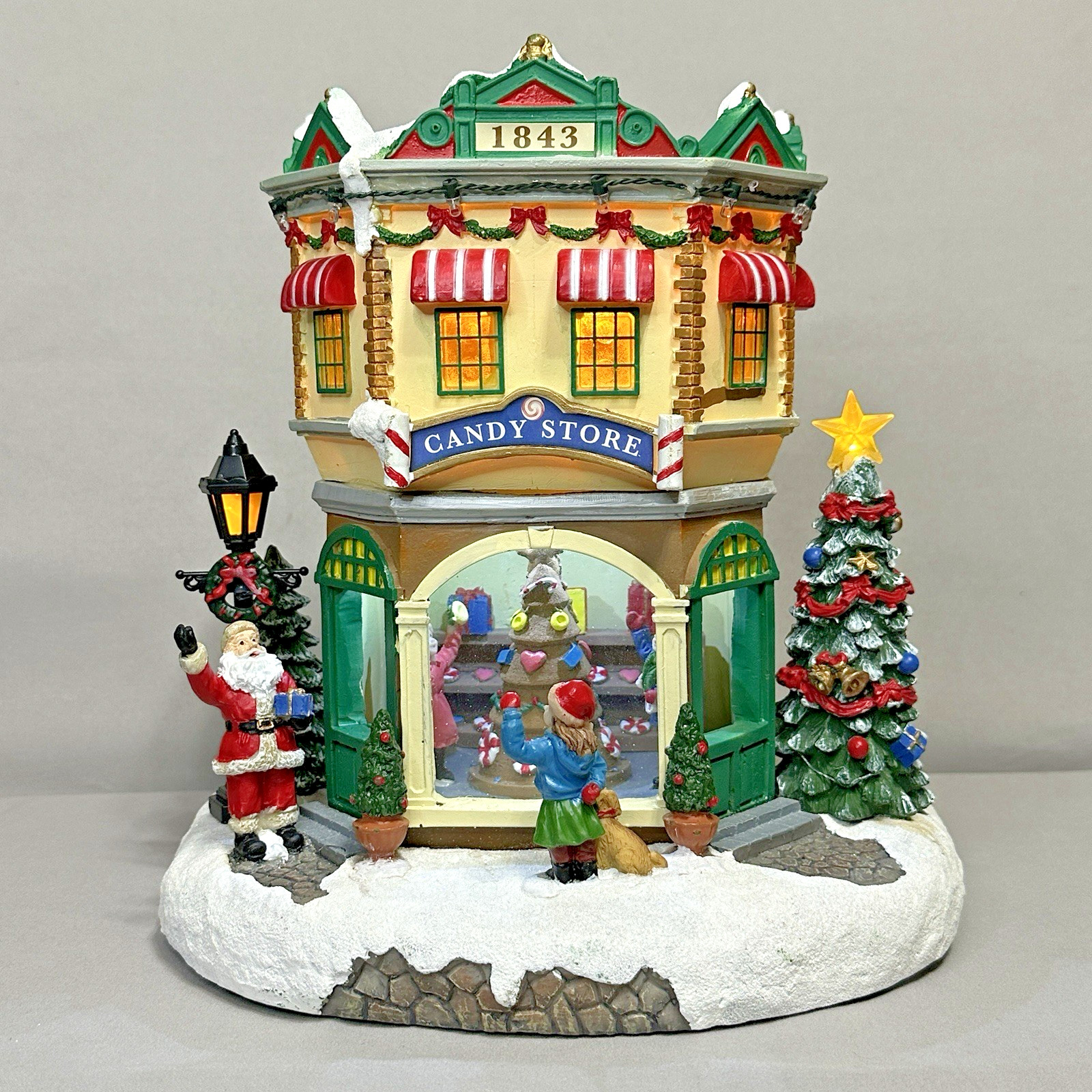 Moment In Time Christmas Village Candy Store Light Up Musical 8 Songs LED Read