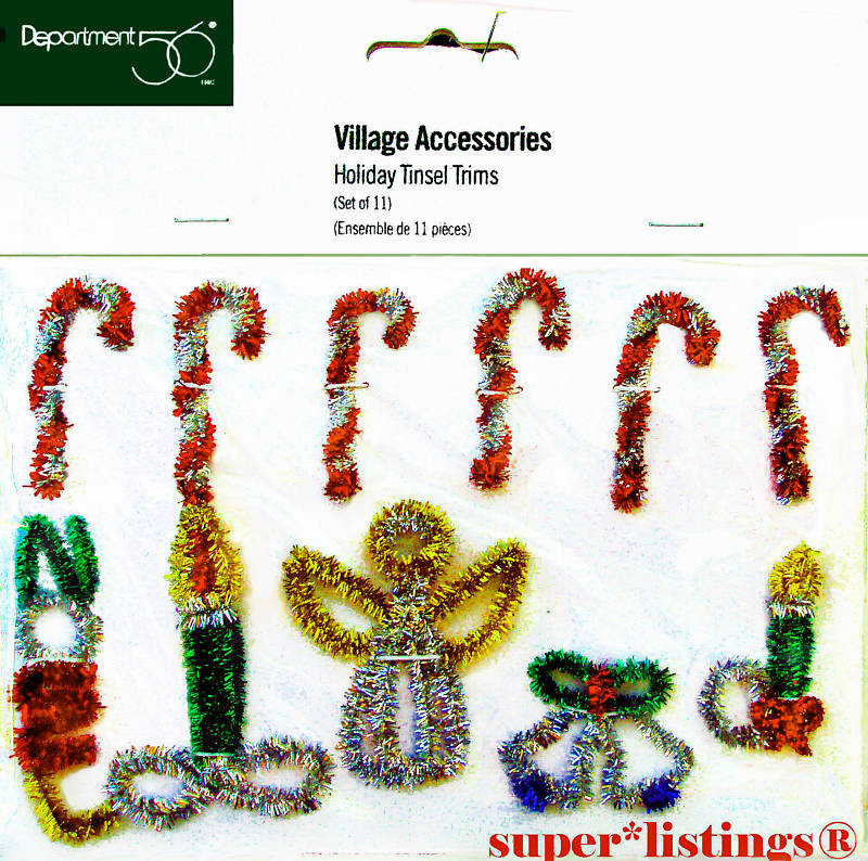 Dept. 56 Holiday Tinsel Trims Set of 11 Retired 2002 Snow Village 52712 New