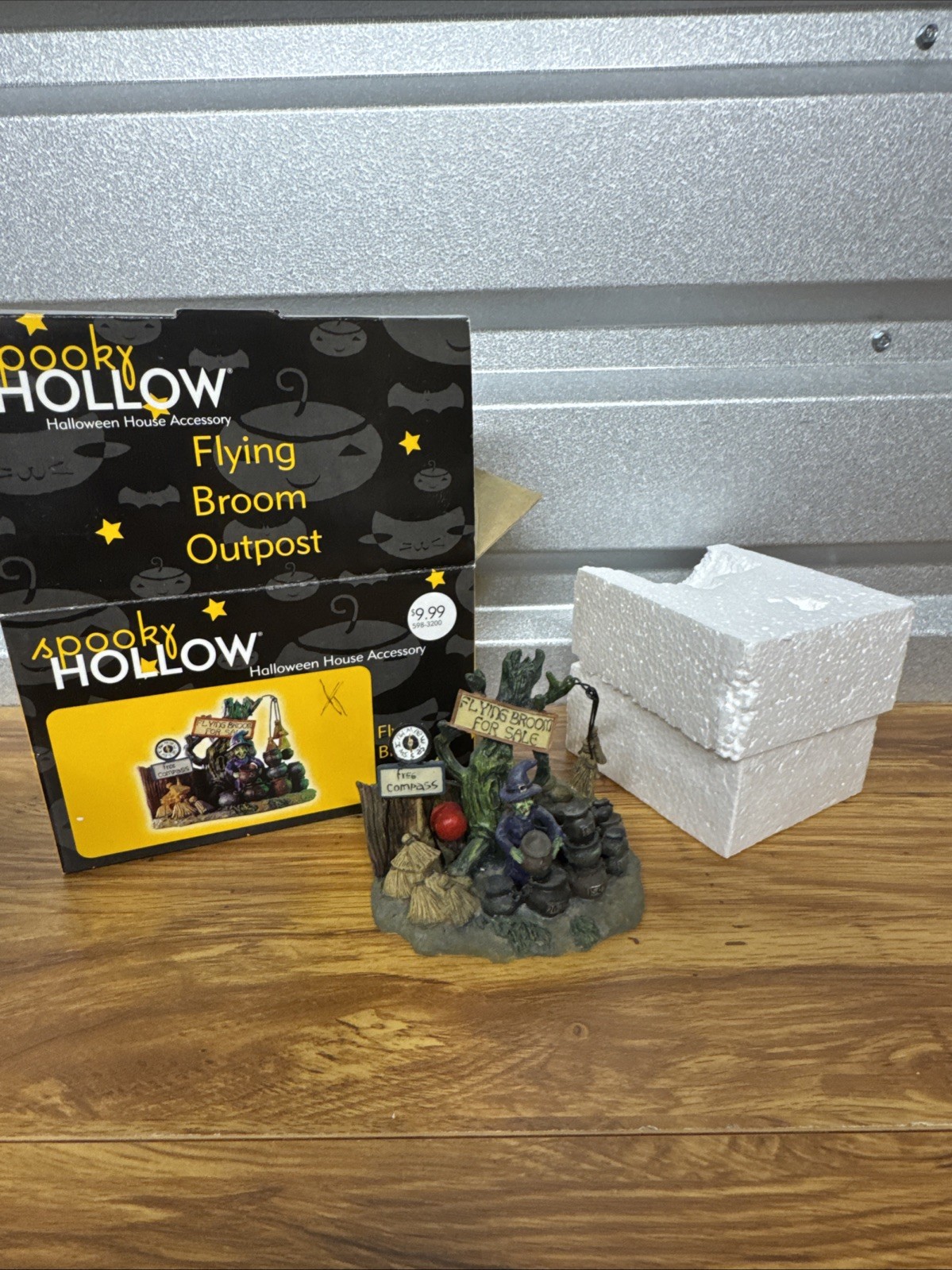 Flying Broom Outpost Spooky Hollow Halloween Village Accessory Witch Cauldron