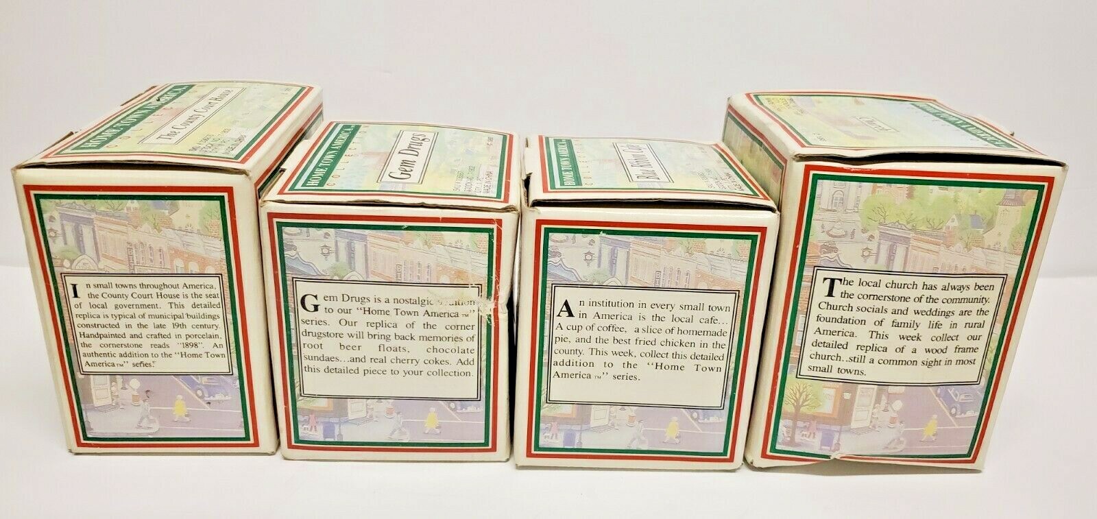 Lot Of 4 Brand New Porcelain Home Town America Collection 1993