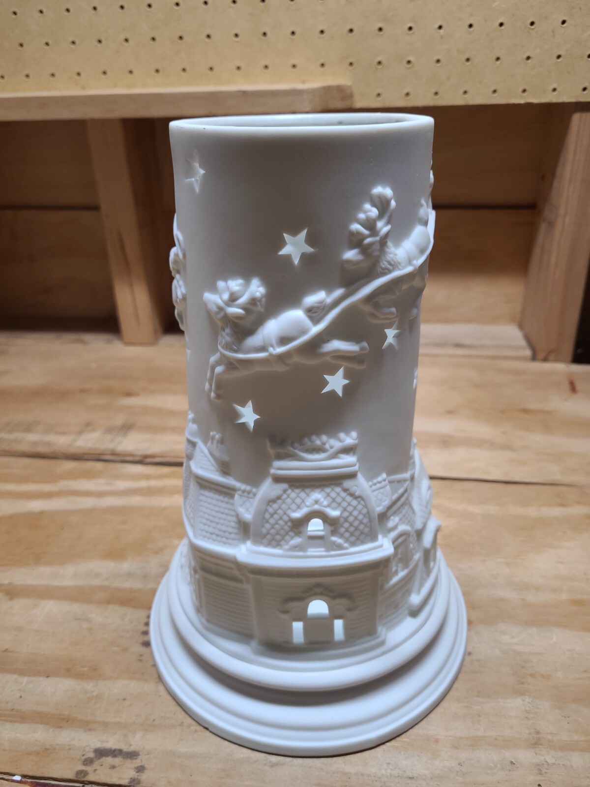 Dept 56 Winter Silhouette Winter Nights White Porcelain Candle Cylinder W/Box