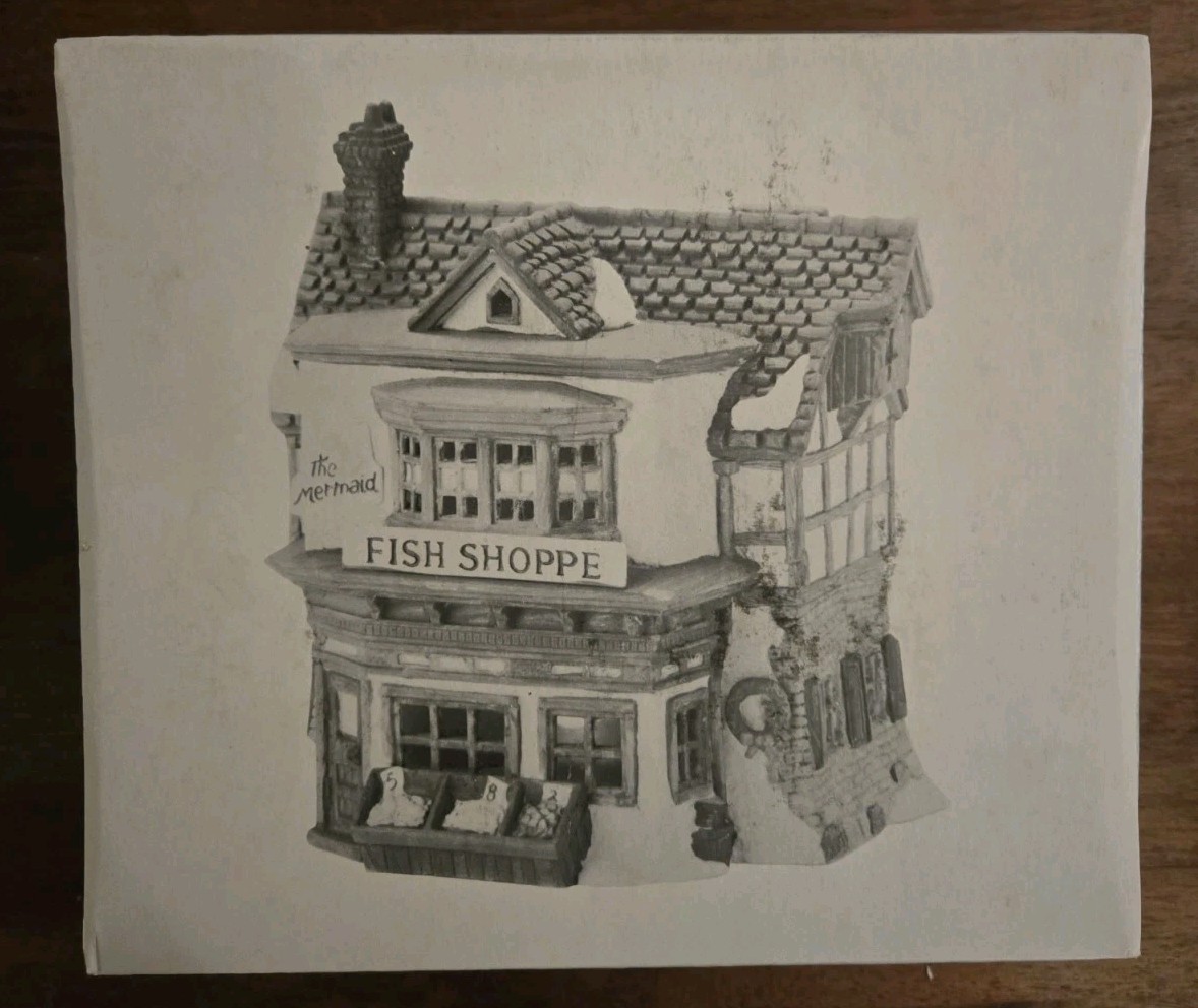 Vintage Department 56 Dickens’ Village “The Mermaid Fish Shoppe” W/Box