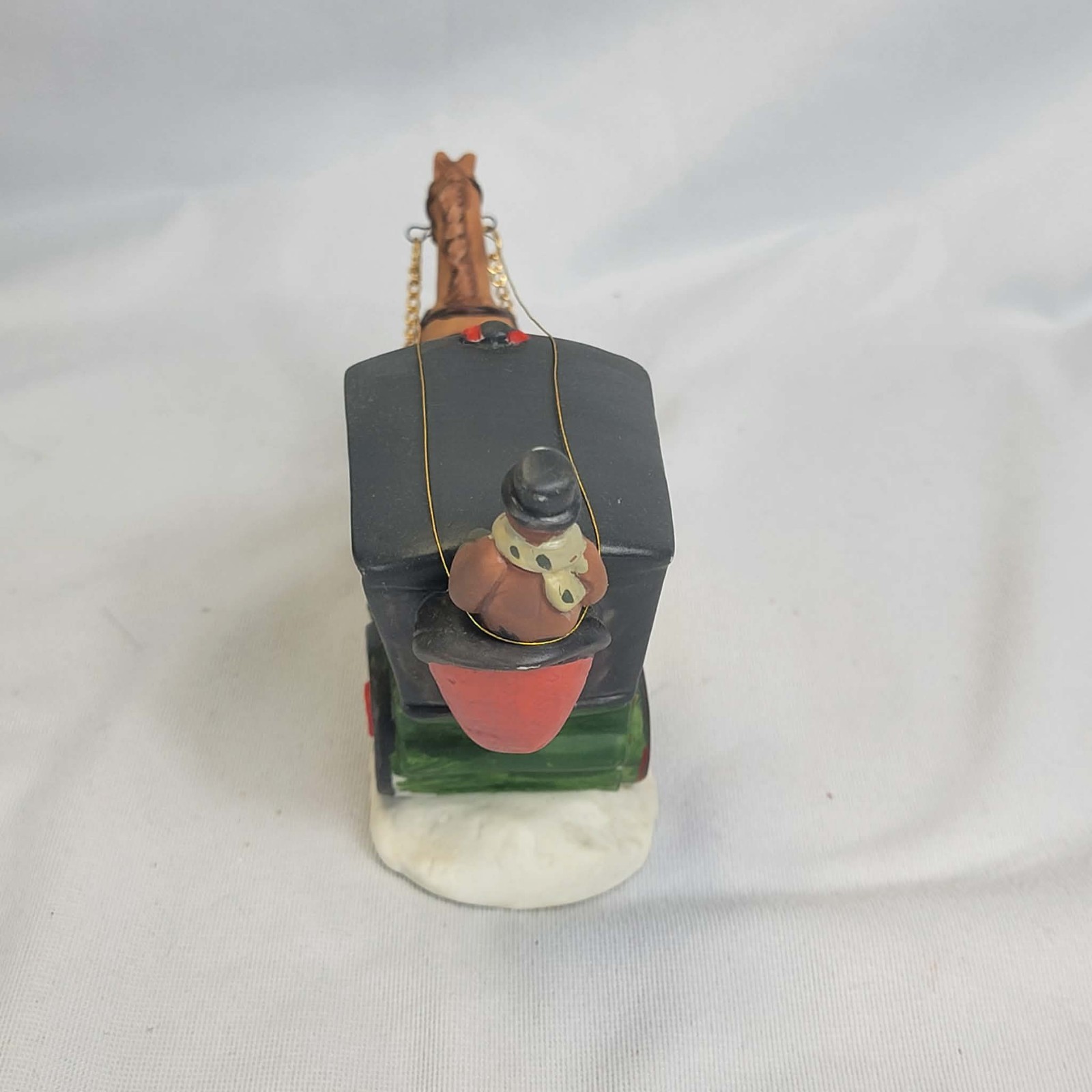 Hand Crafted Porcelain Horse Drawn Carriage Christmas Village Scene w Box