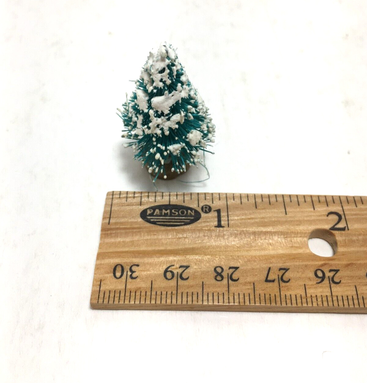 Mini trees 1.5″ green frosted sisal bottle brush evergreen craft train decor 5pk