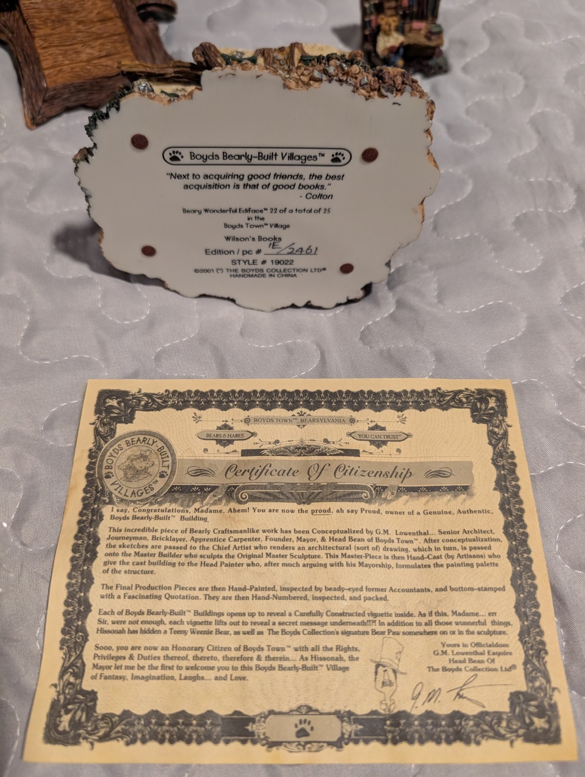 Boyds Bearly-Built Villages Wilson’s Books House Resin Painted Boxed COA