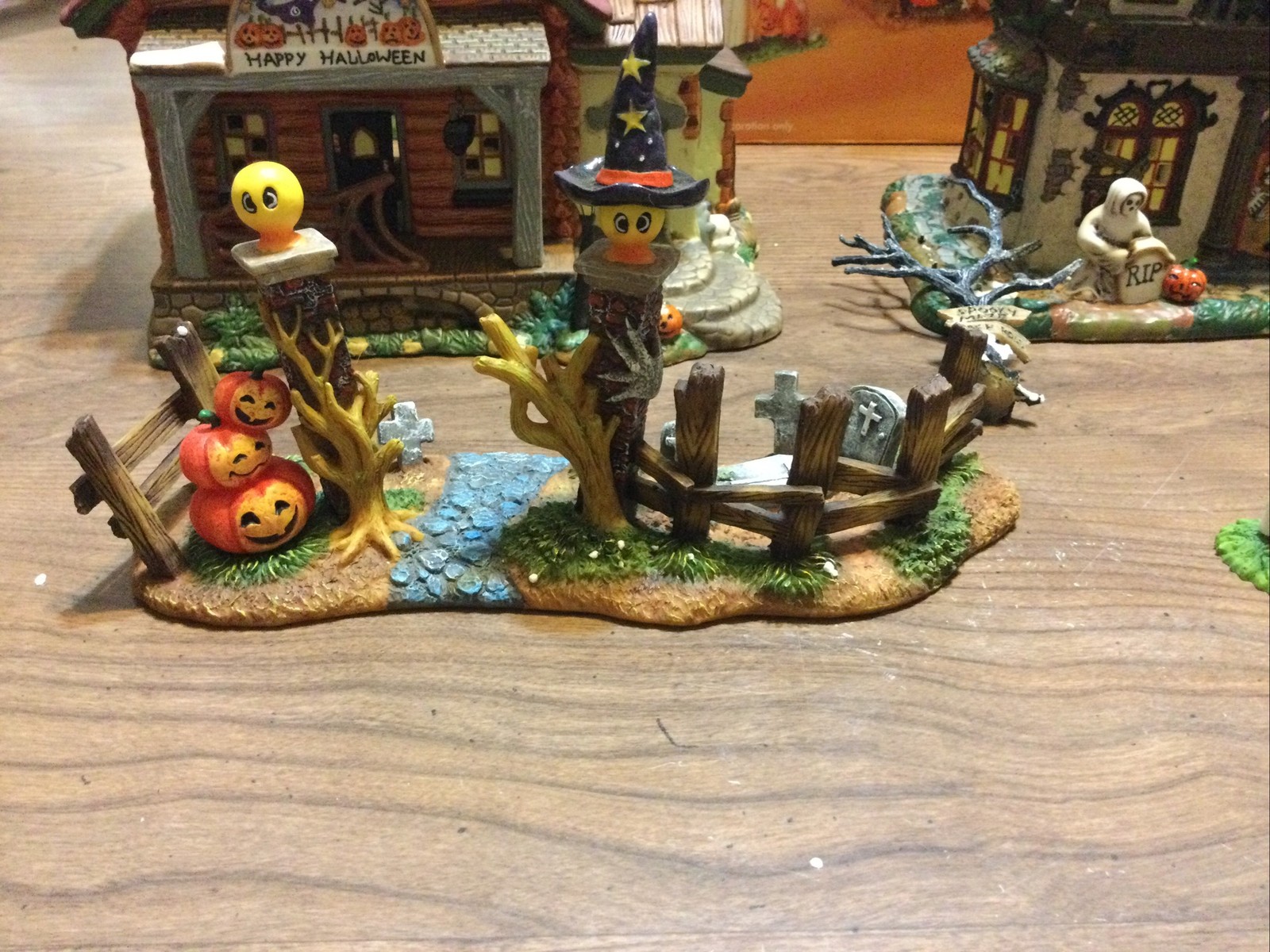7 Piece Halloween Village Set Spooky Porcelain Lighted Houses Wal-mart Dept. 18.